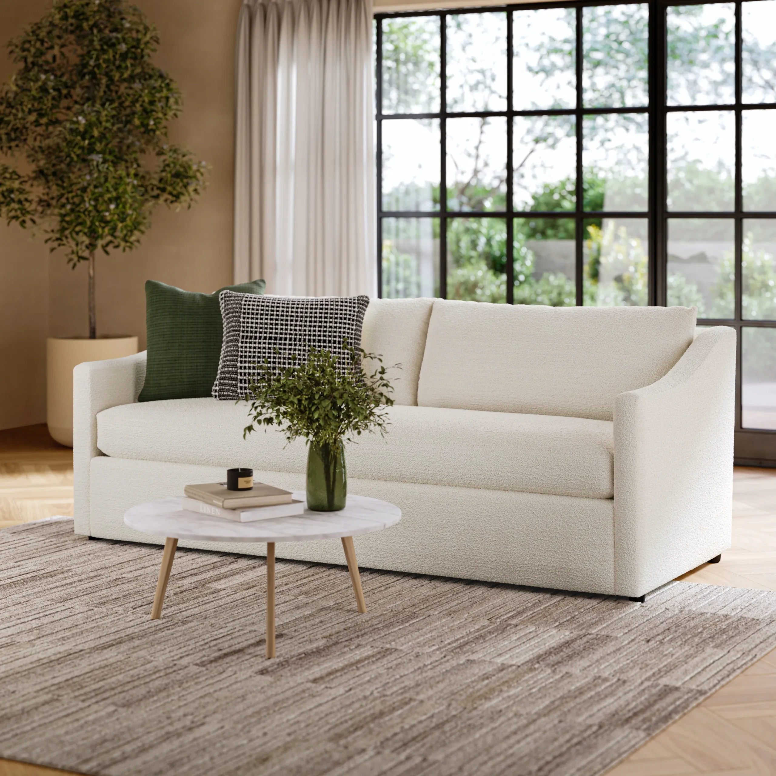 Landry 84.5_ Sofa - Ivory Wool Bouclé