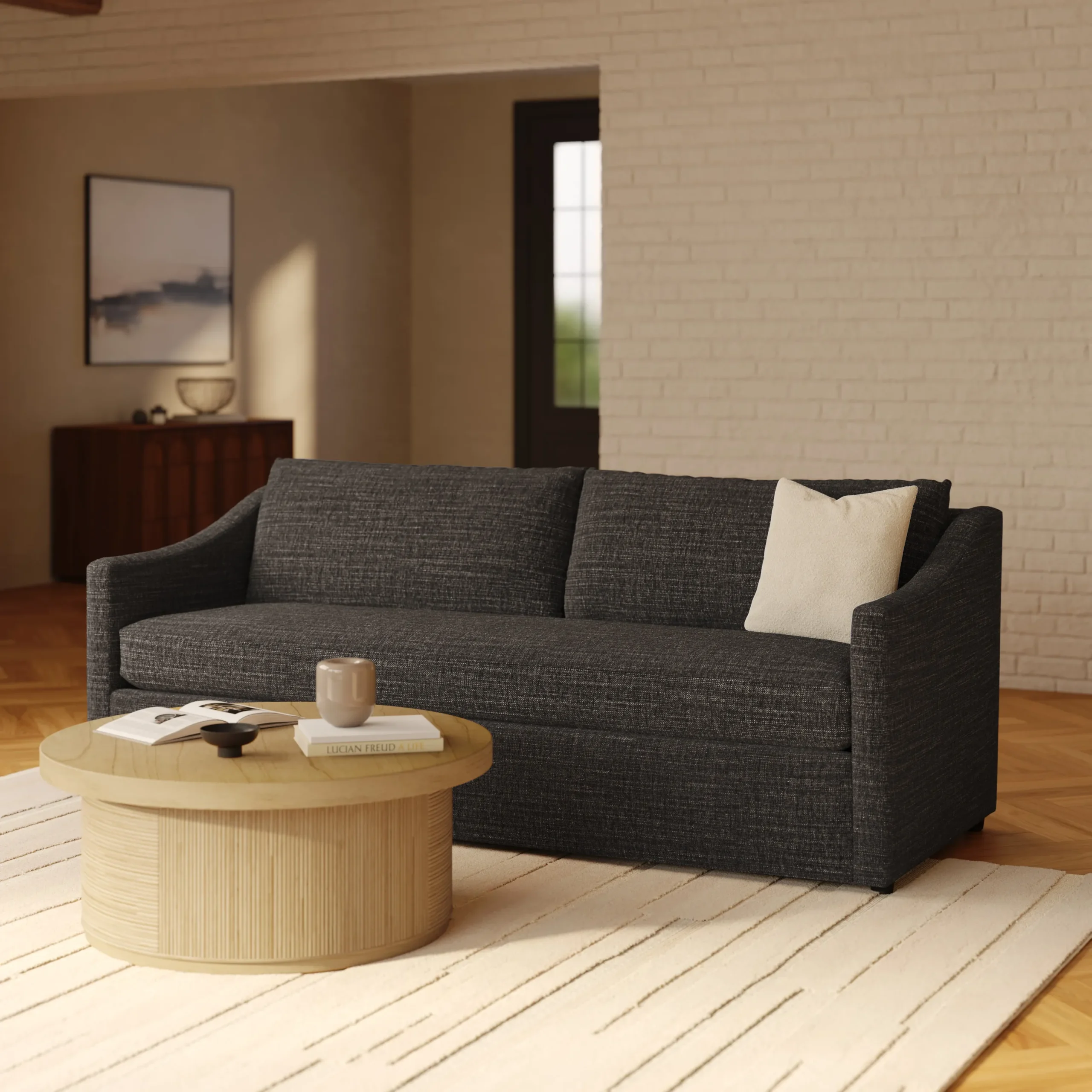 Landry 84.5_ Sofa - Napa Charcoal