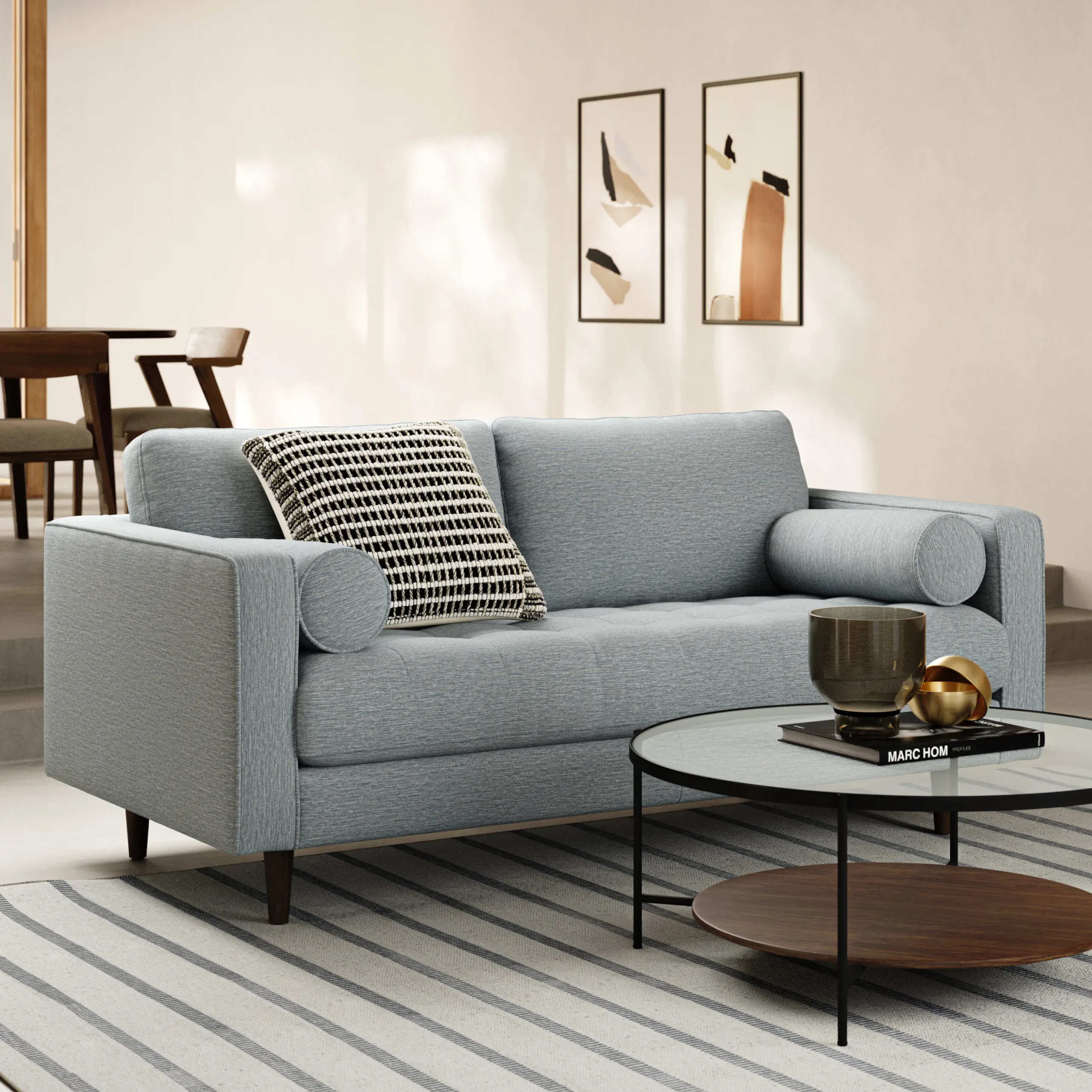 Sven 72_ Tufted Loveseat - Silver Light Blue