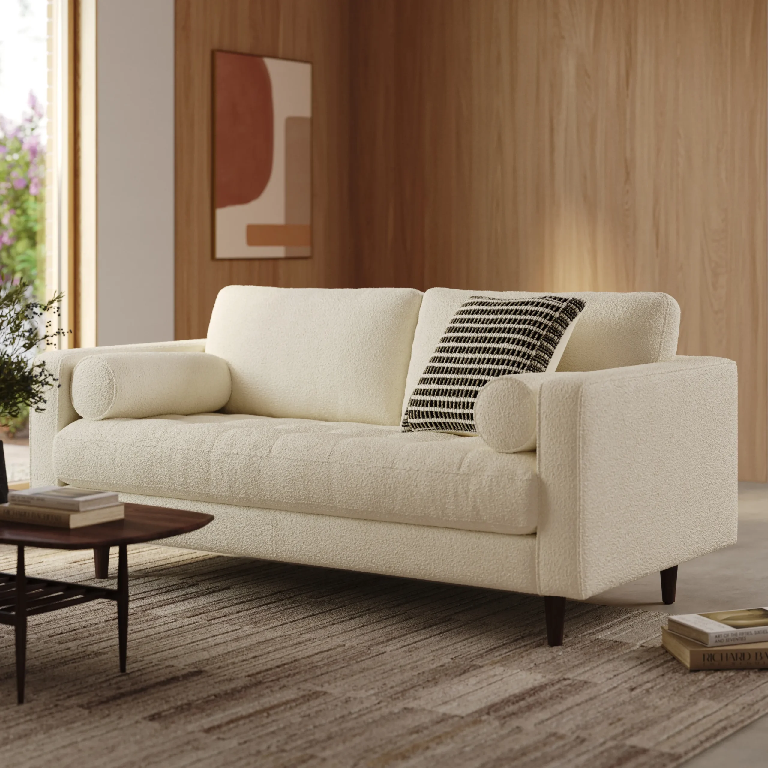 Sven 72_ Tufted Loveseat - Ivory Wool Bouclé