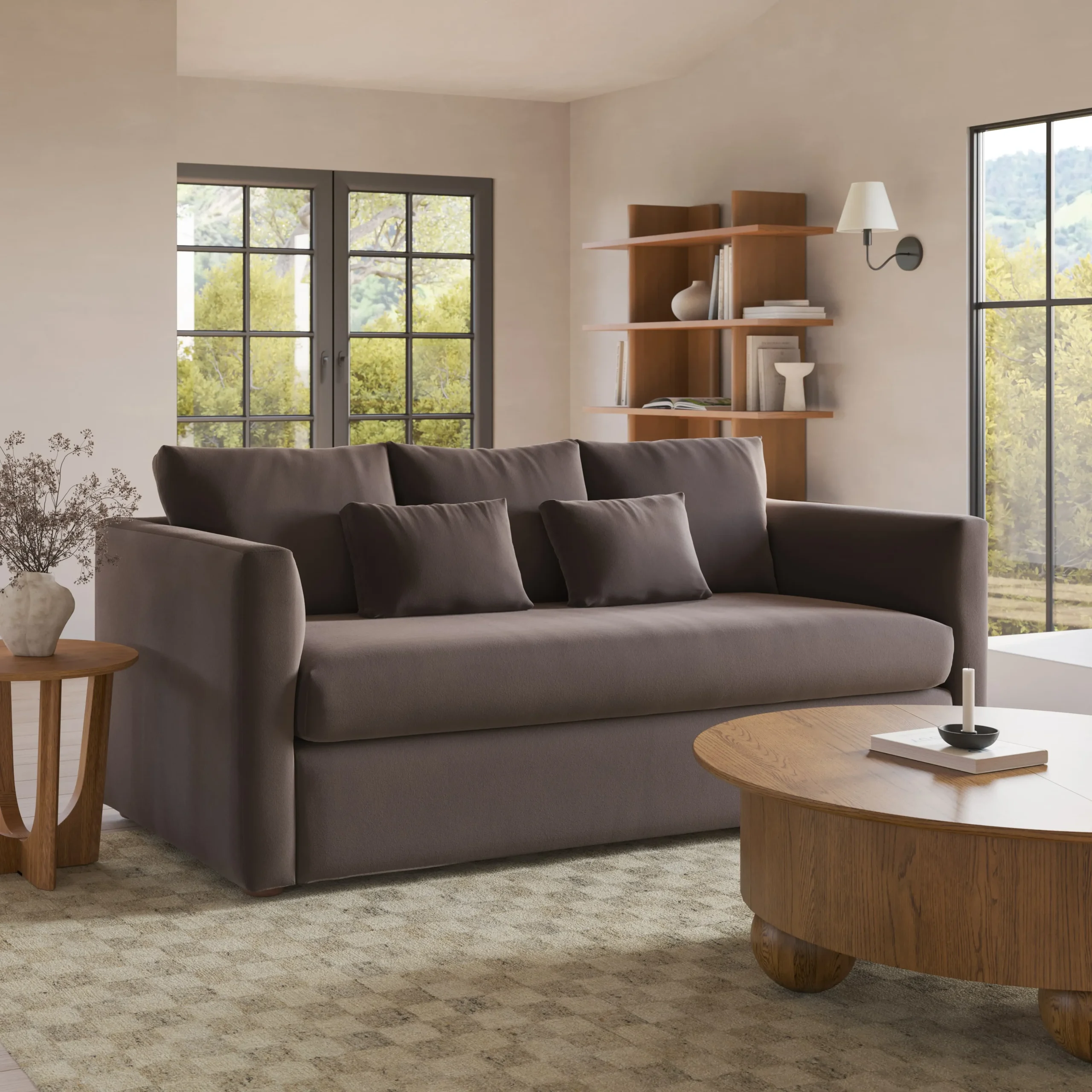 Marina 80_ Velvet Sofa - Hale Warm Gray