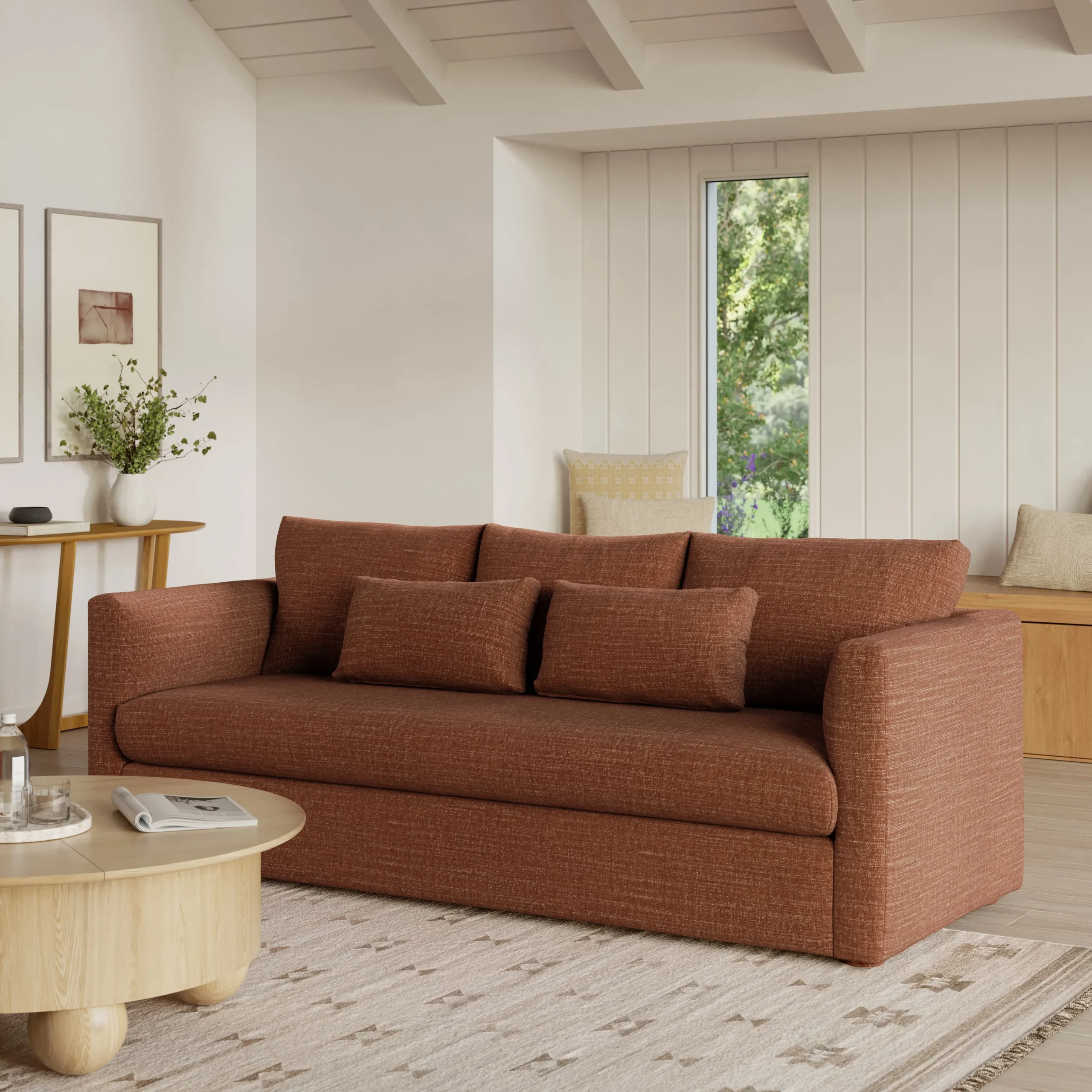 Marina 90_ Sofa - Napa Rust