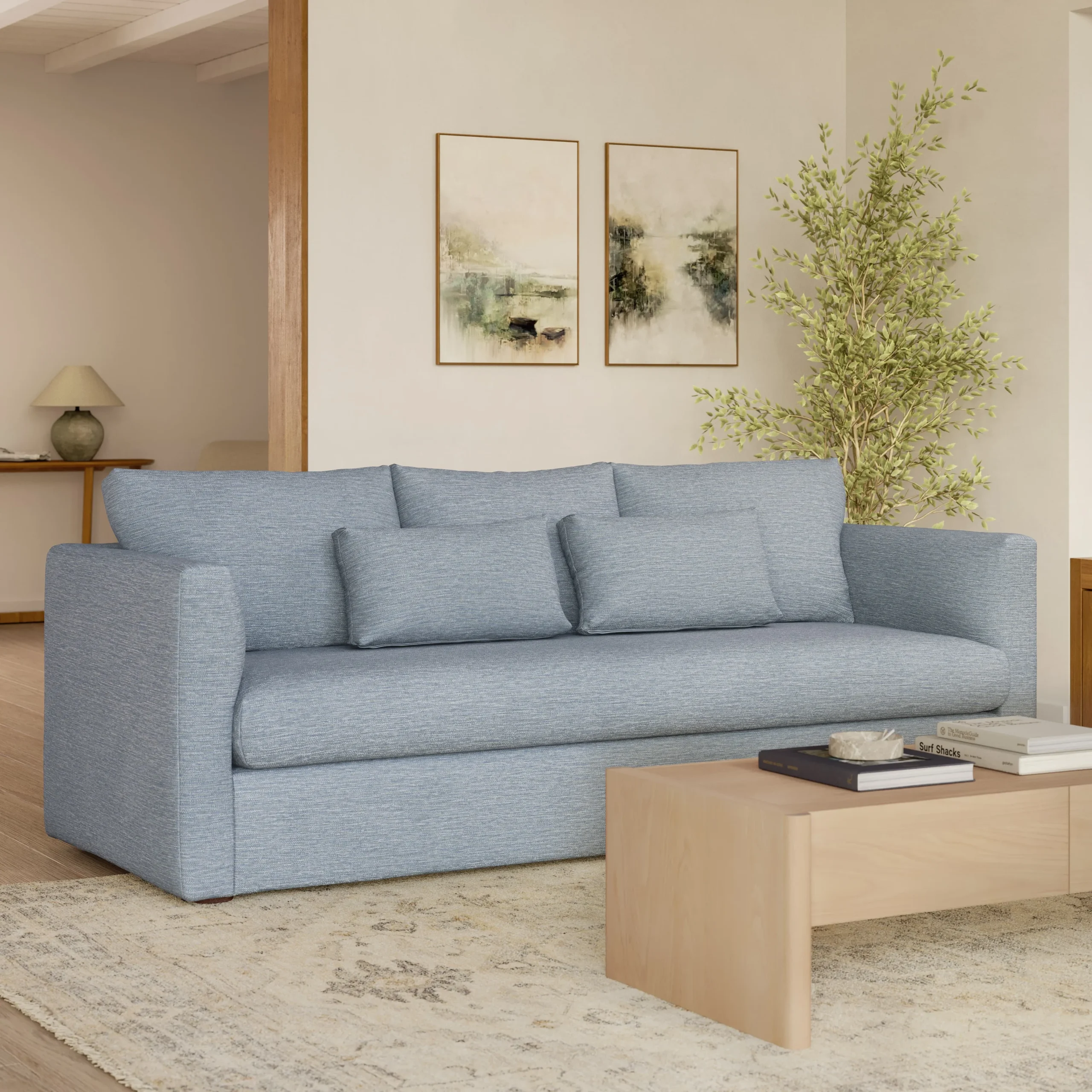 Marina 90_ Sofa - Silver Light Blue