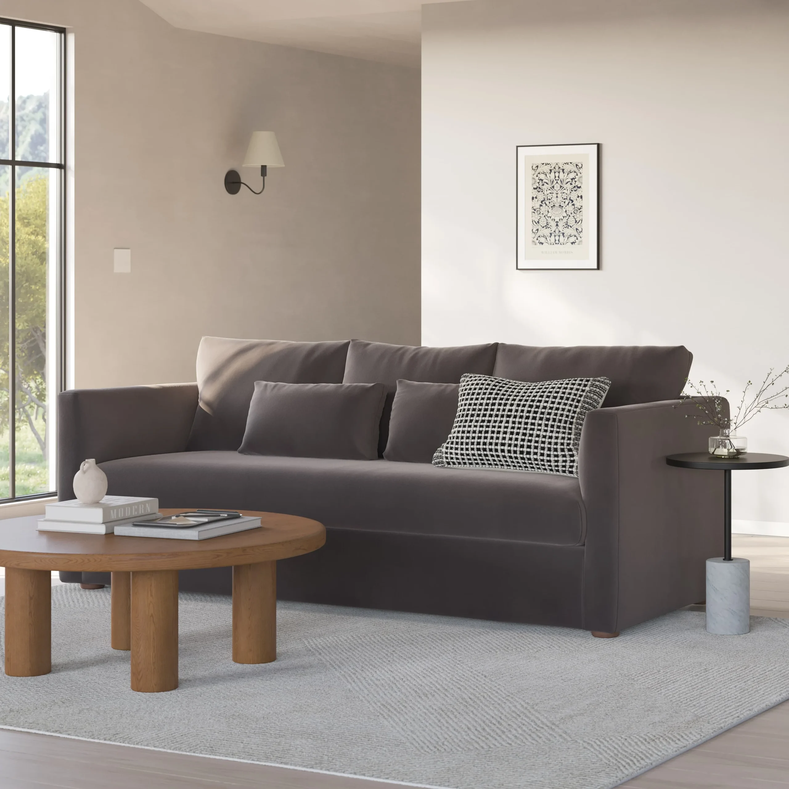 Marina 90_ Velvet Sofa - Hale Warm Gray