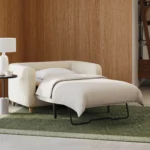 Vati 80_ Sofa Bed - Natural Oak and Ivory Wool Bouclé