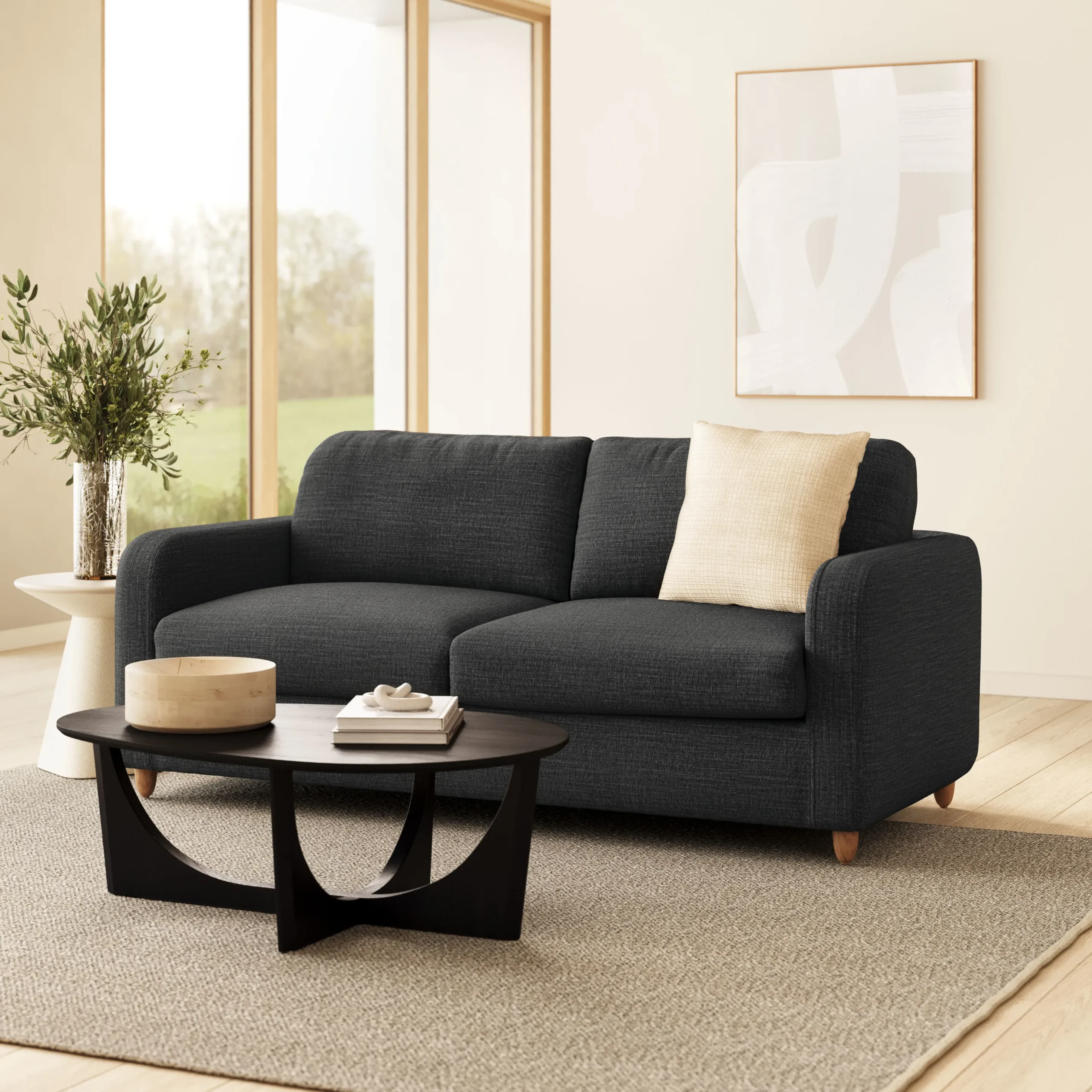 Vati 80_ Sofa Bed - Natural Oak and Napa Charcoal