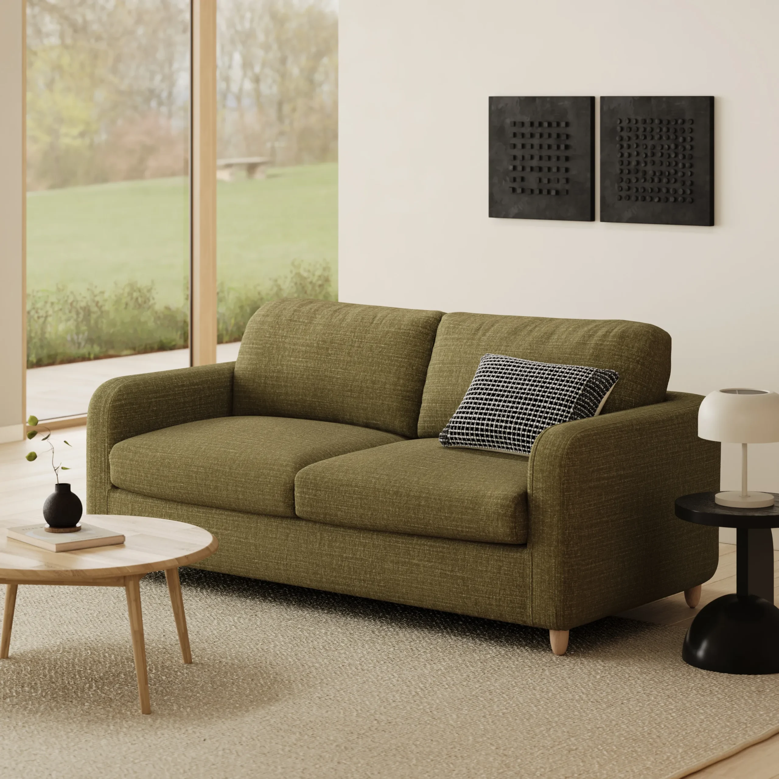 Vati 80_ Sofa Bed - Natural Oak and Napa Moss