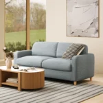 Vati 80_ Sofa Bed - Natural Oak and Silver Light Blue