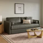 Sven 88_ Tufted Leather Sofa Bed - Charme Green