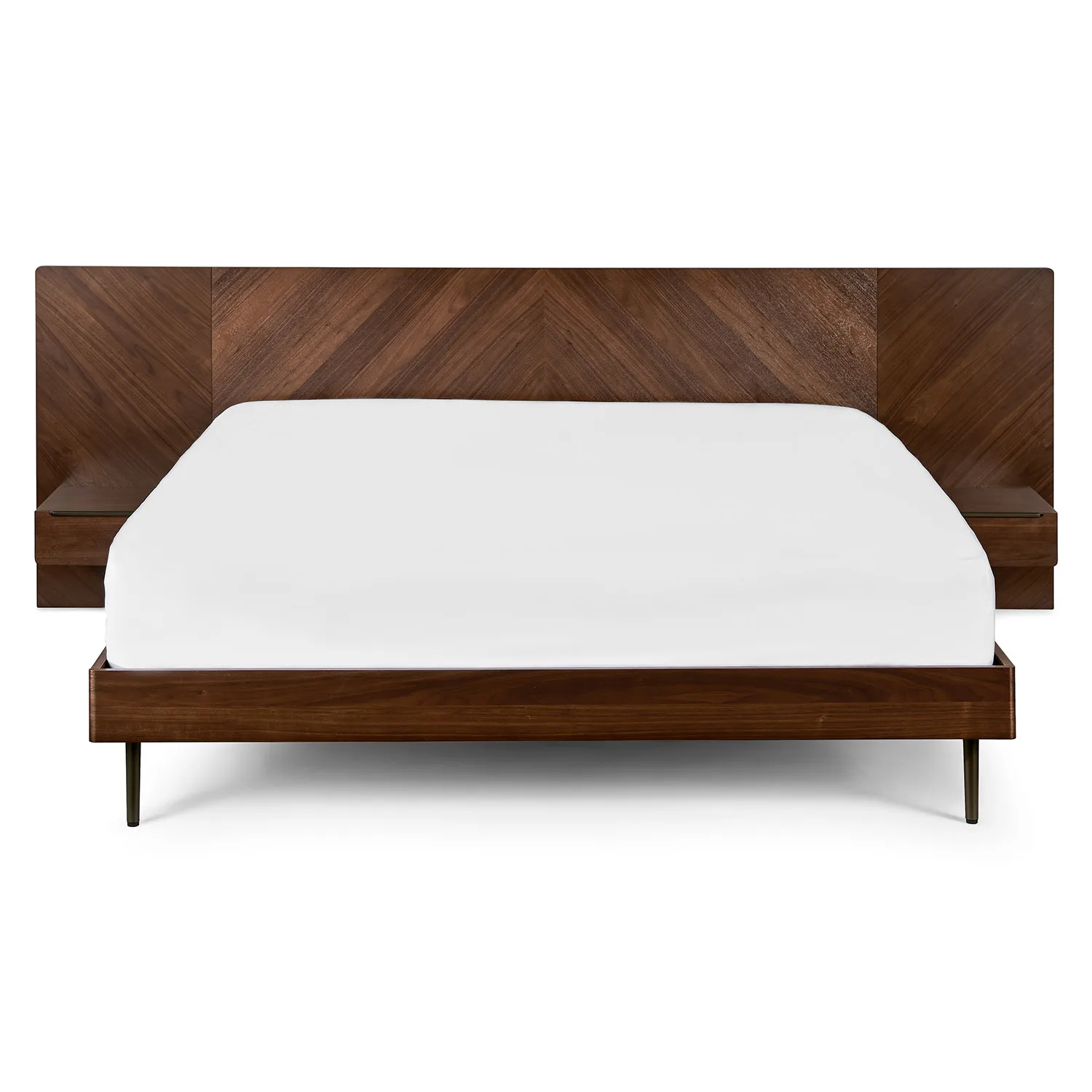 Nera California King Low Profile Bed with Nightstands Set - Walnut - Image 14