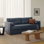Sven 88_ Tufted Leather Sofa Bed - Oxford Blue