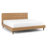 Sven King Tufted Leather Bed - Charme Tan