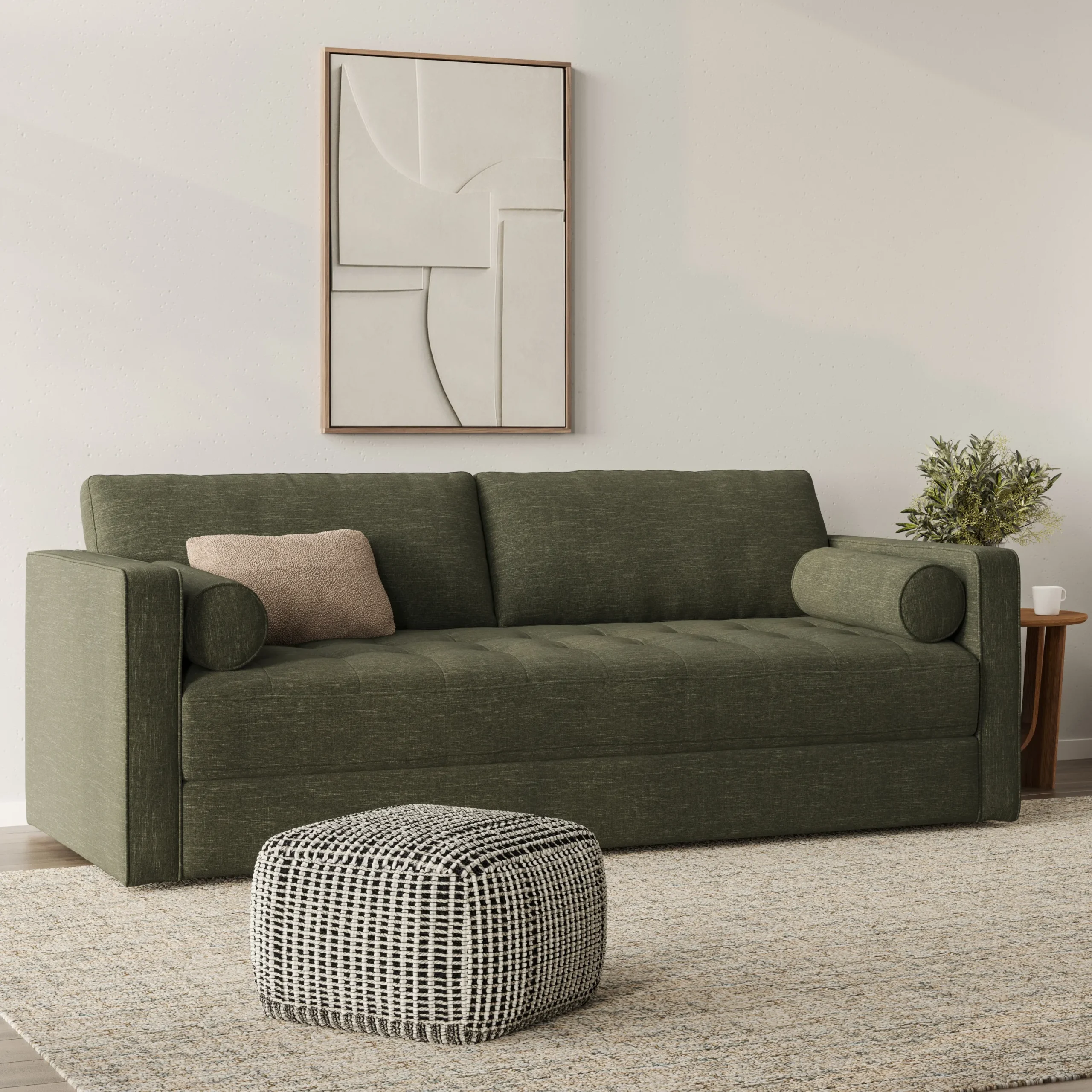 Sven 88_ Tufted Sofa Bed - Fir Green