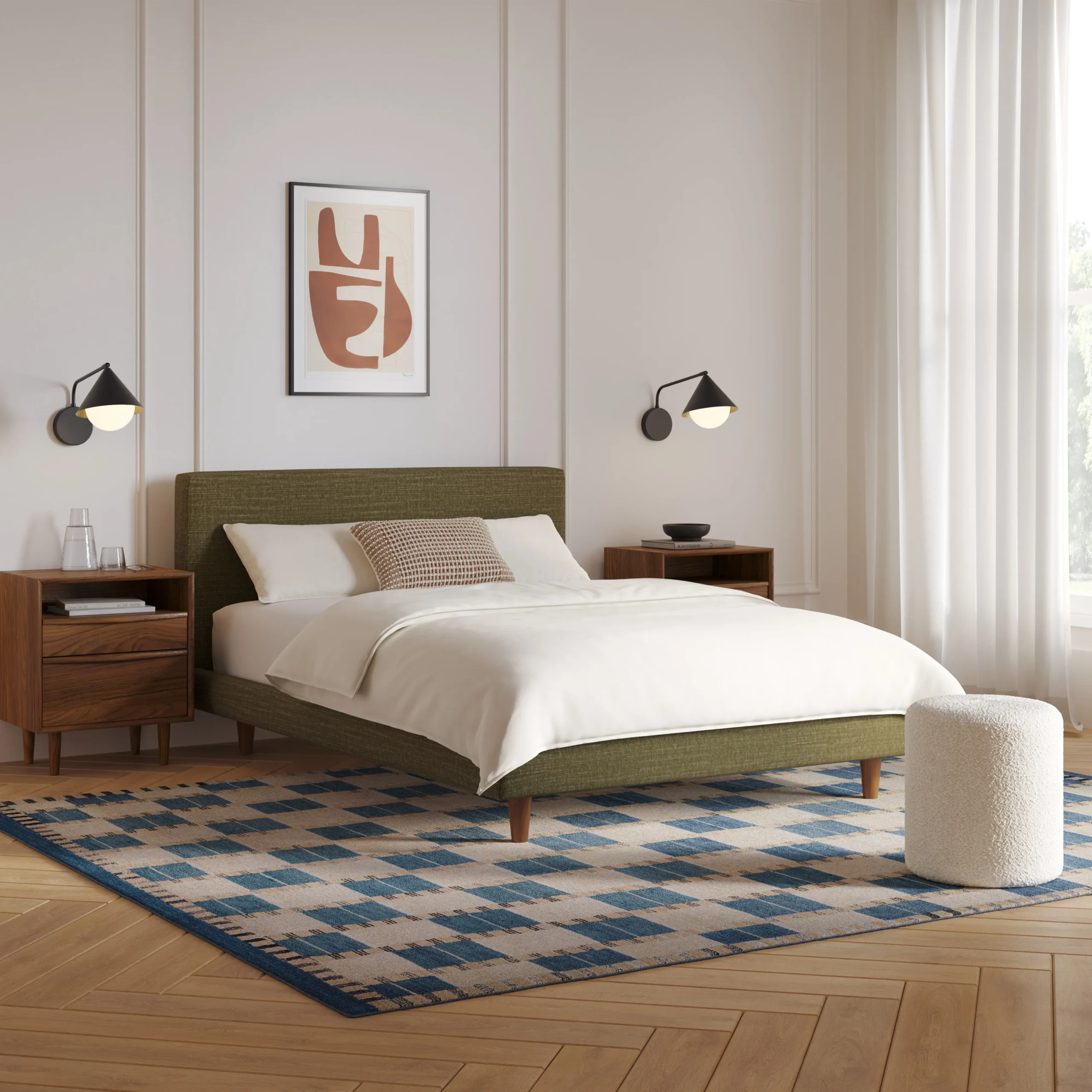 Tessu Full Low Profile Upholstered Bed - Napa Moss