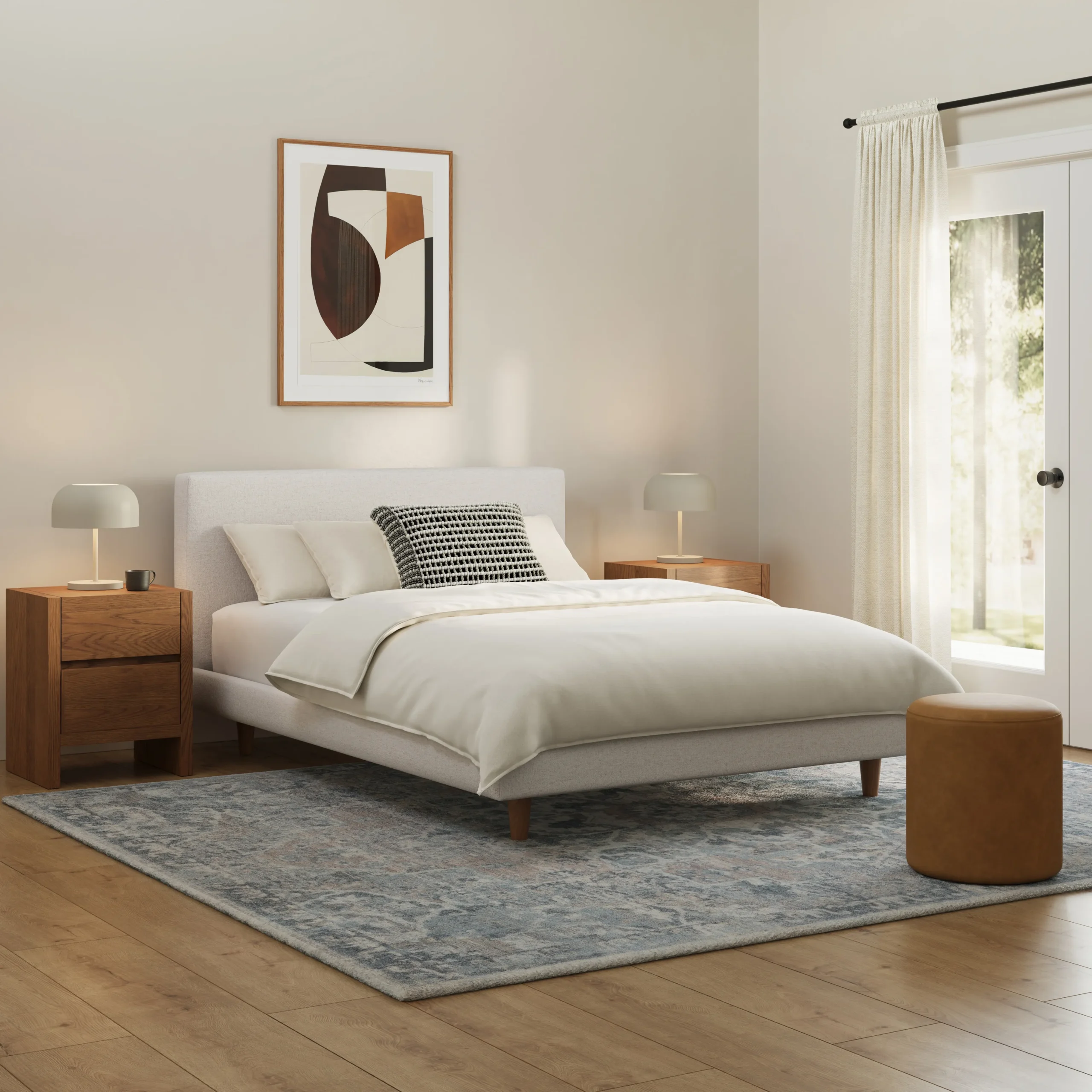 Tessu Full Low Profile Upholstered Bed - Napa White