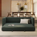 Sven 88_ Tufted Sofa Bed - Green Wool Bouclé