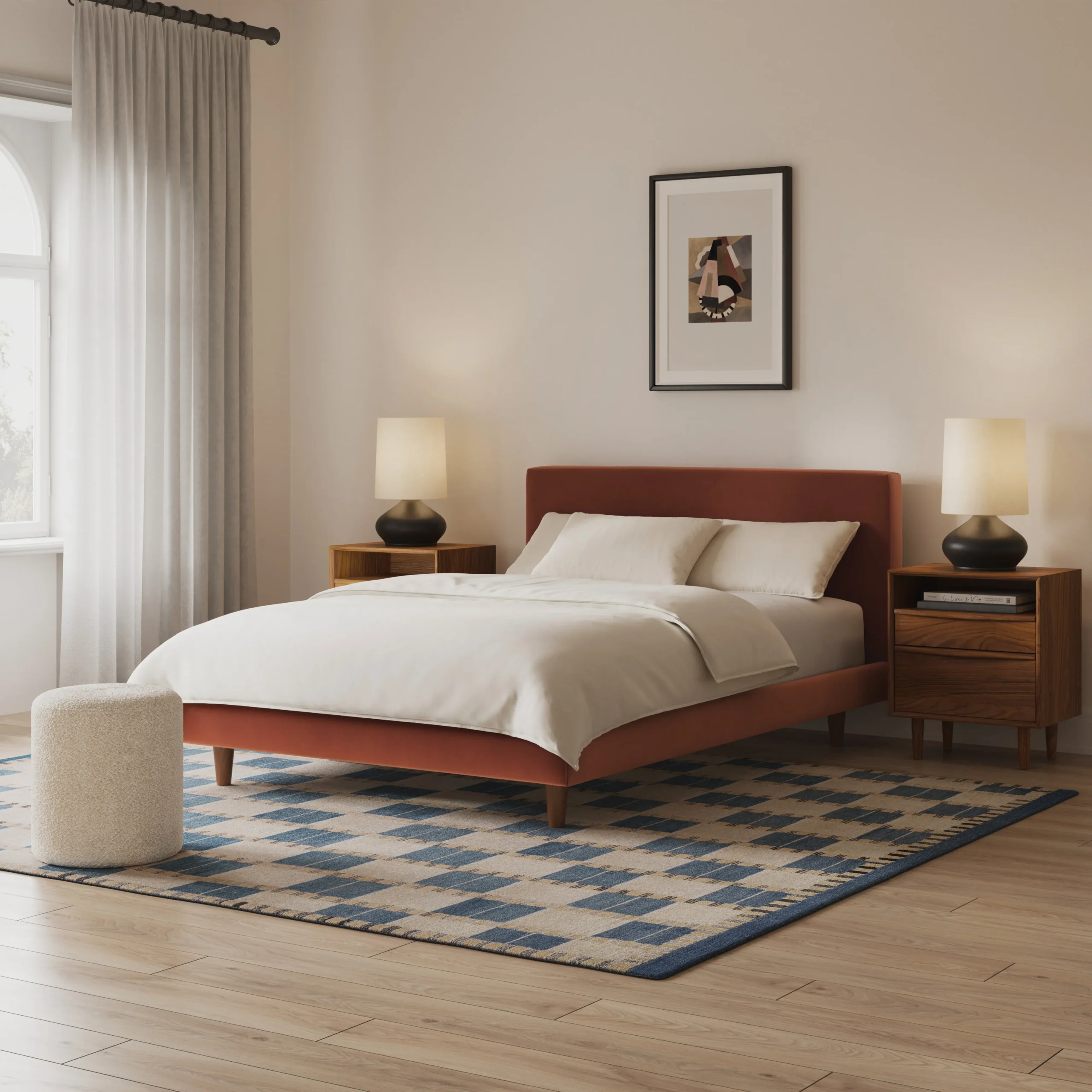 Tessu Full Low Profile Velvet Bed - Hale Rust