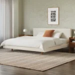 Tessu King Low Profile Upholstered Bed - Ivory Wool Bouclé