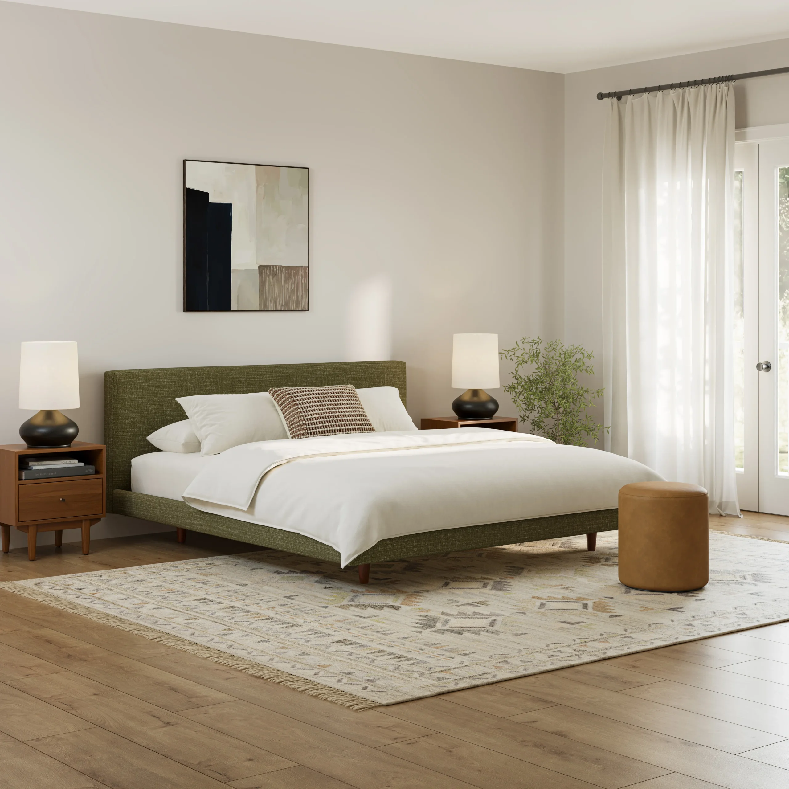 Tessu King Low Profile Upholstered Bed - Napa Moss
