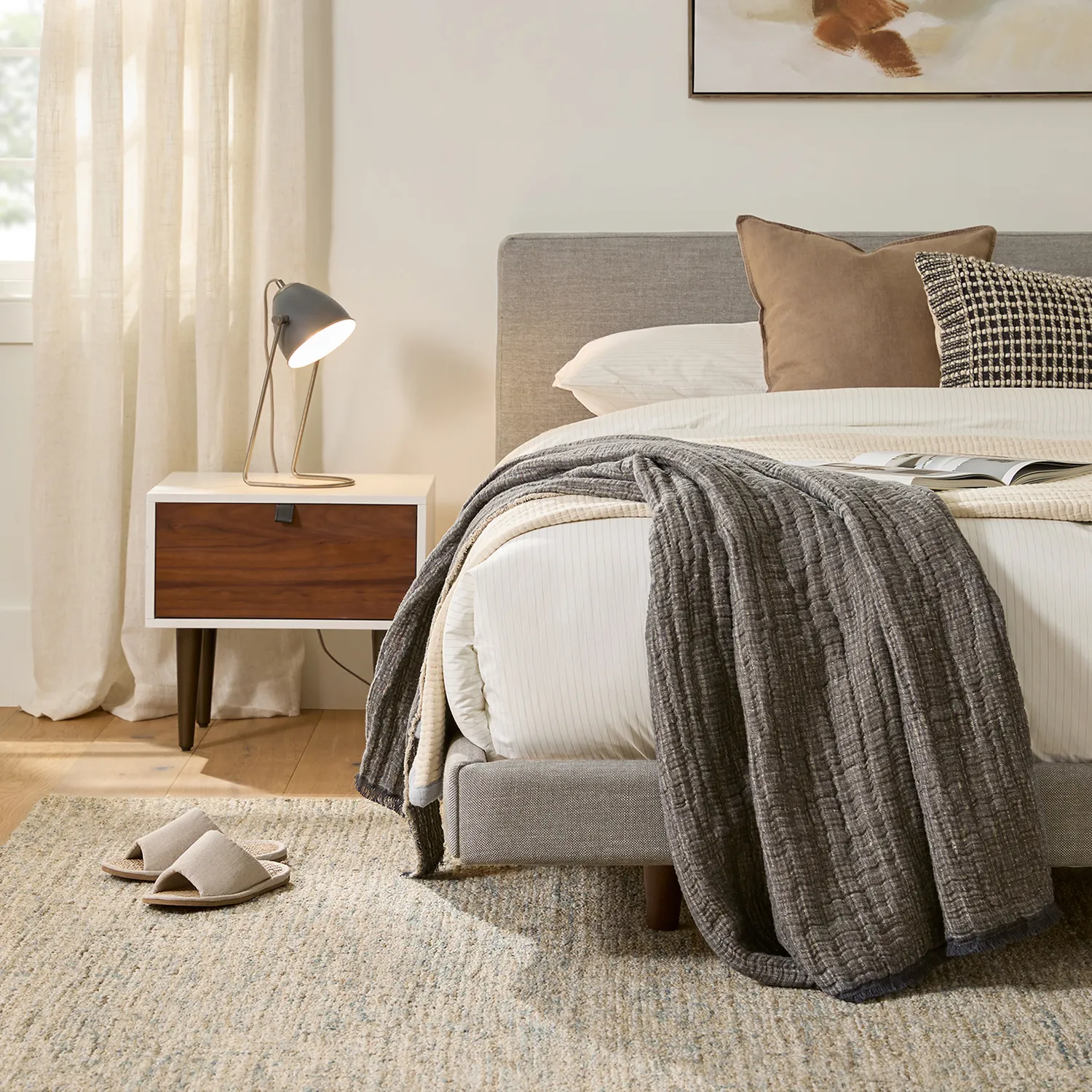 Tessu Queen Low Profile Upholstered Bed - Glaze Gray - Image 13