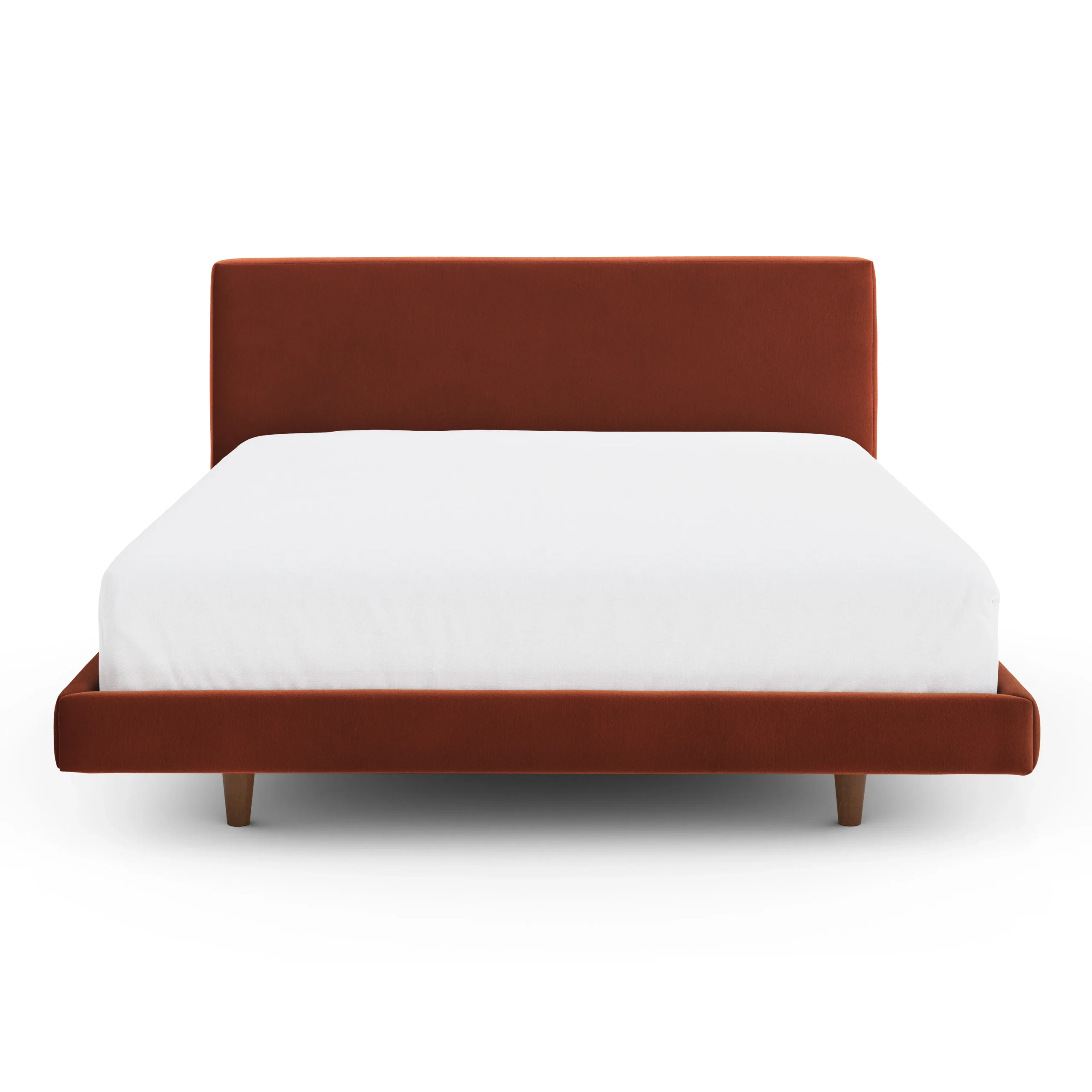 Tessu Queen Low Profile Velvet Bed - Hale Rust - Image 9