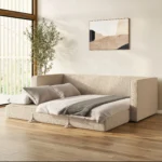 Sven 88_ Tufted Sofa Bed - Ratine Buff