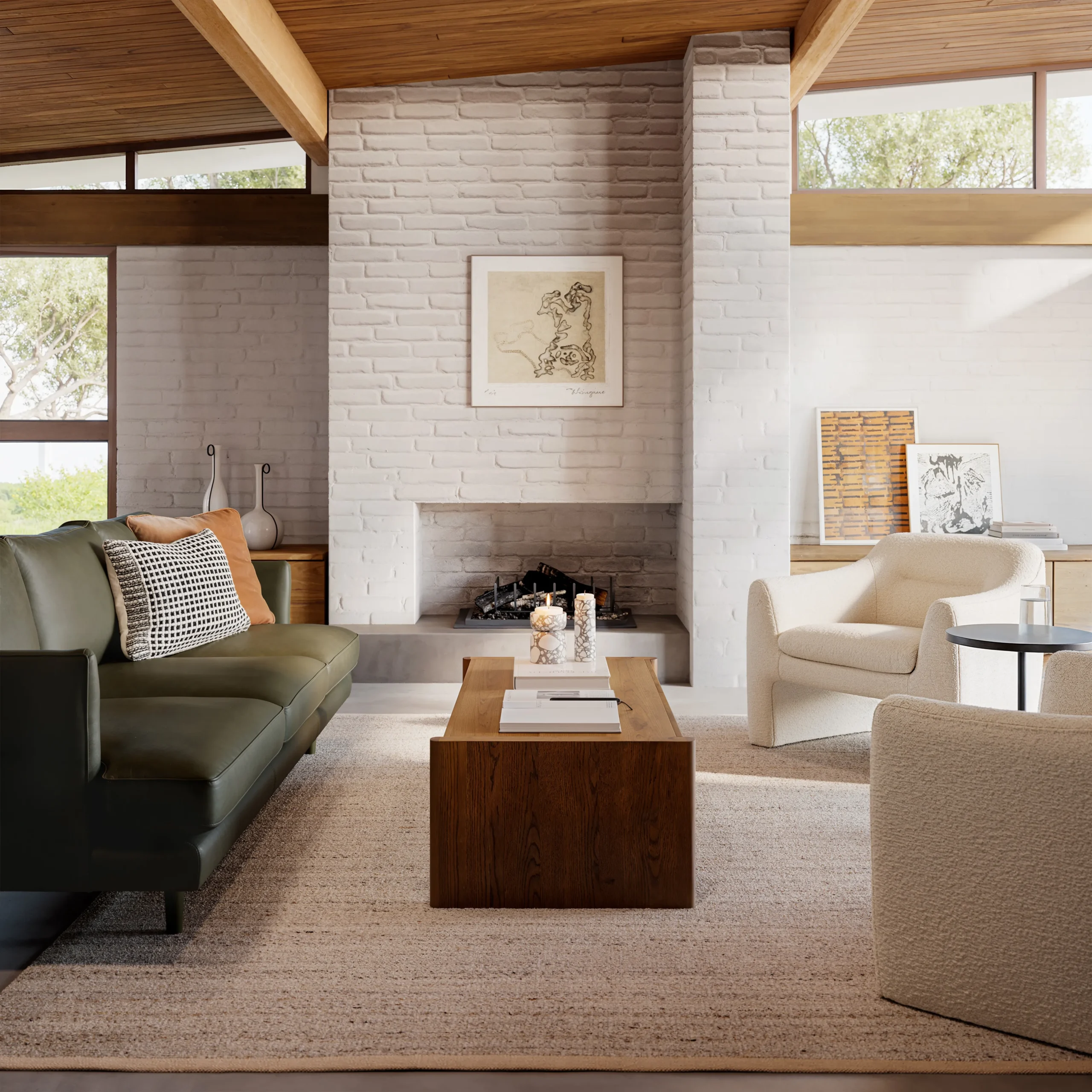 Burrard 83.5_ Leather Sofa - Charme Green - Image 6