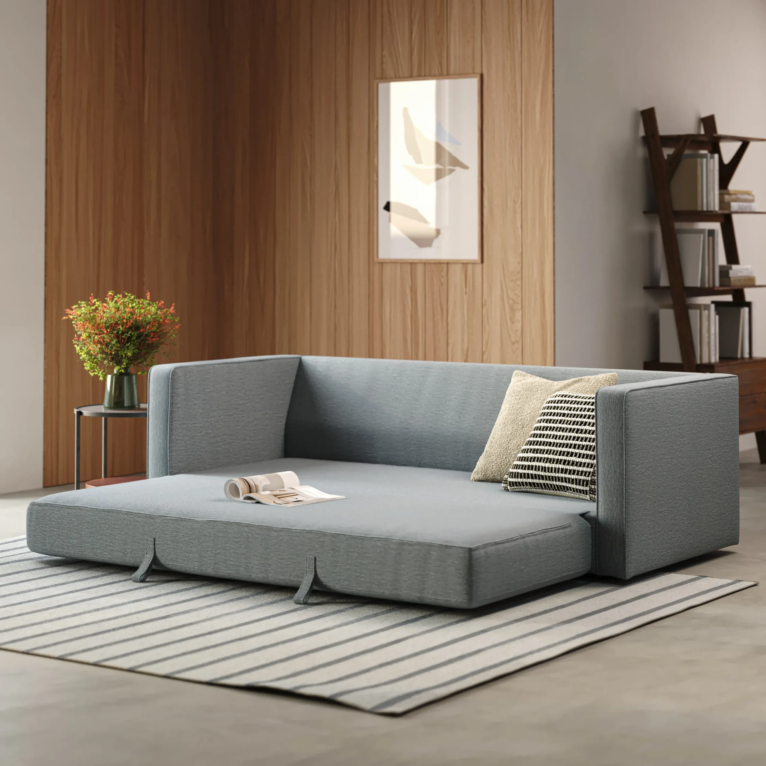 Sven 88_ Tufted Sofa Bed - Silver Light Blue - Image 2