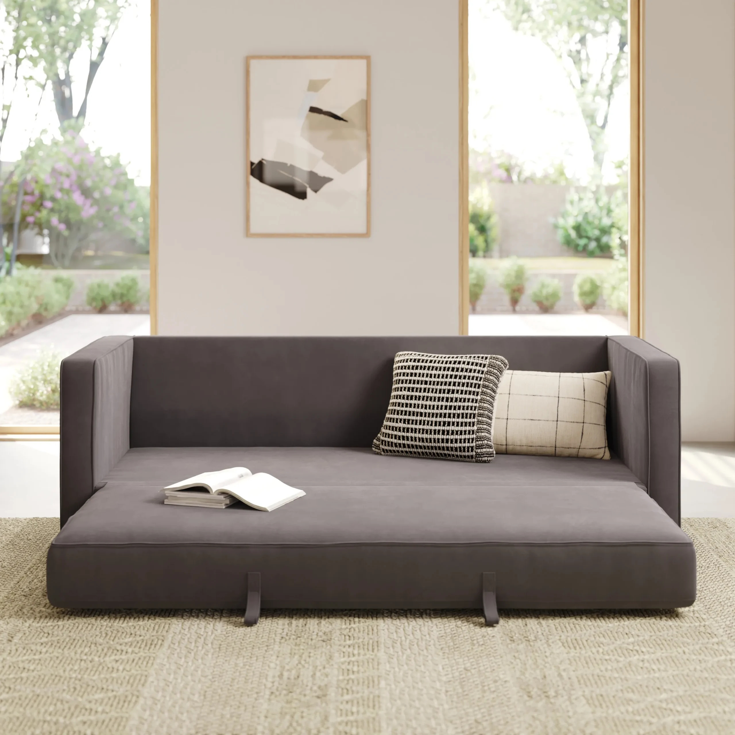 Sven 88_ Tufted Velvet Sofa Bed - Hale Warm Gray - Image 2