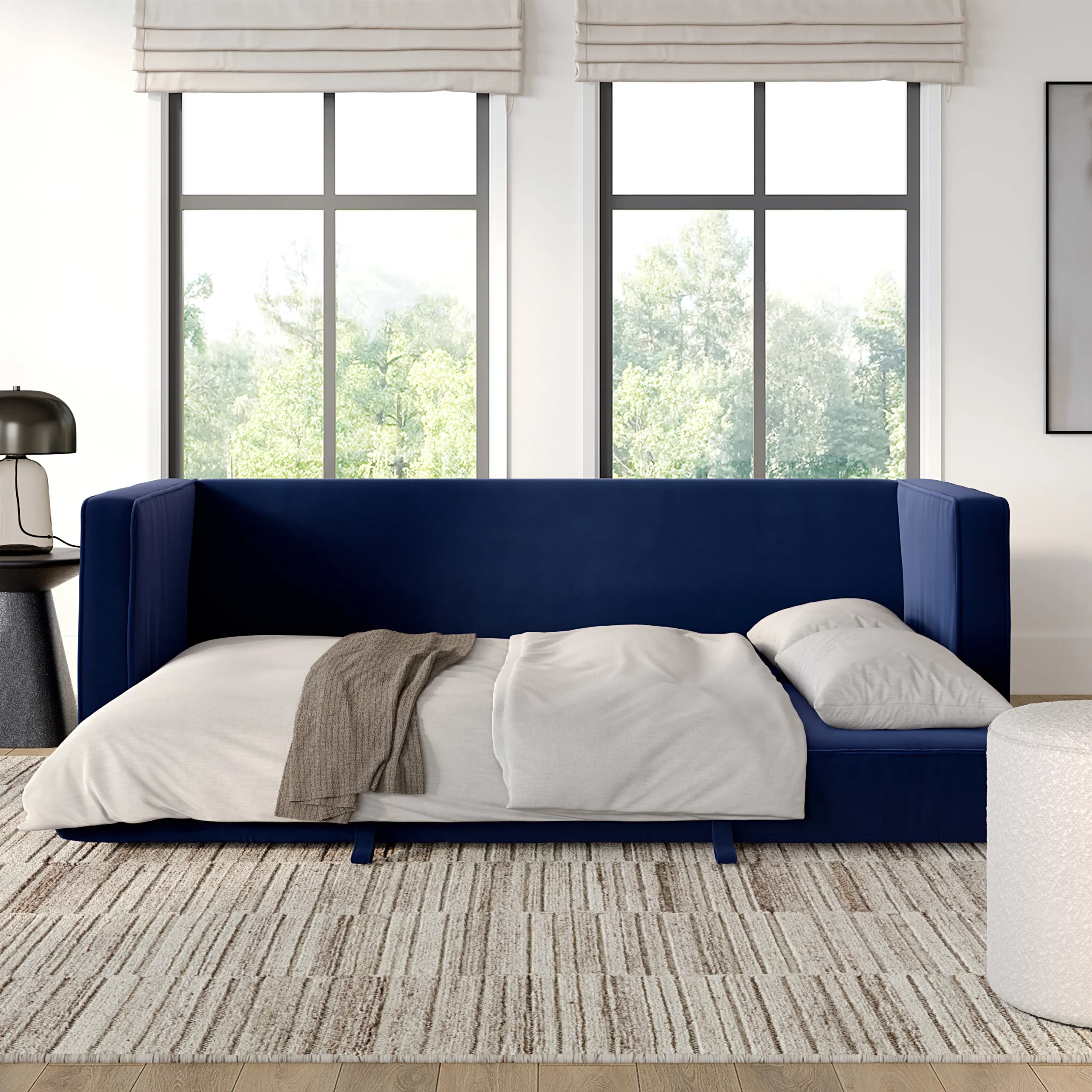 Sven 88_ Tufted Velvet Sofa Bed - Plush Cascadia Blue - Image 2