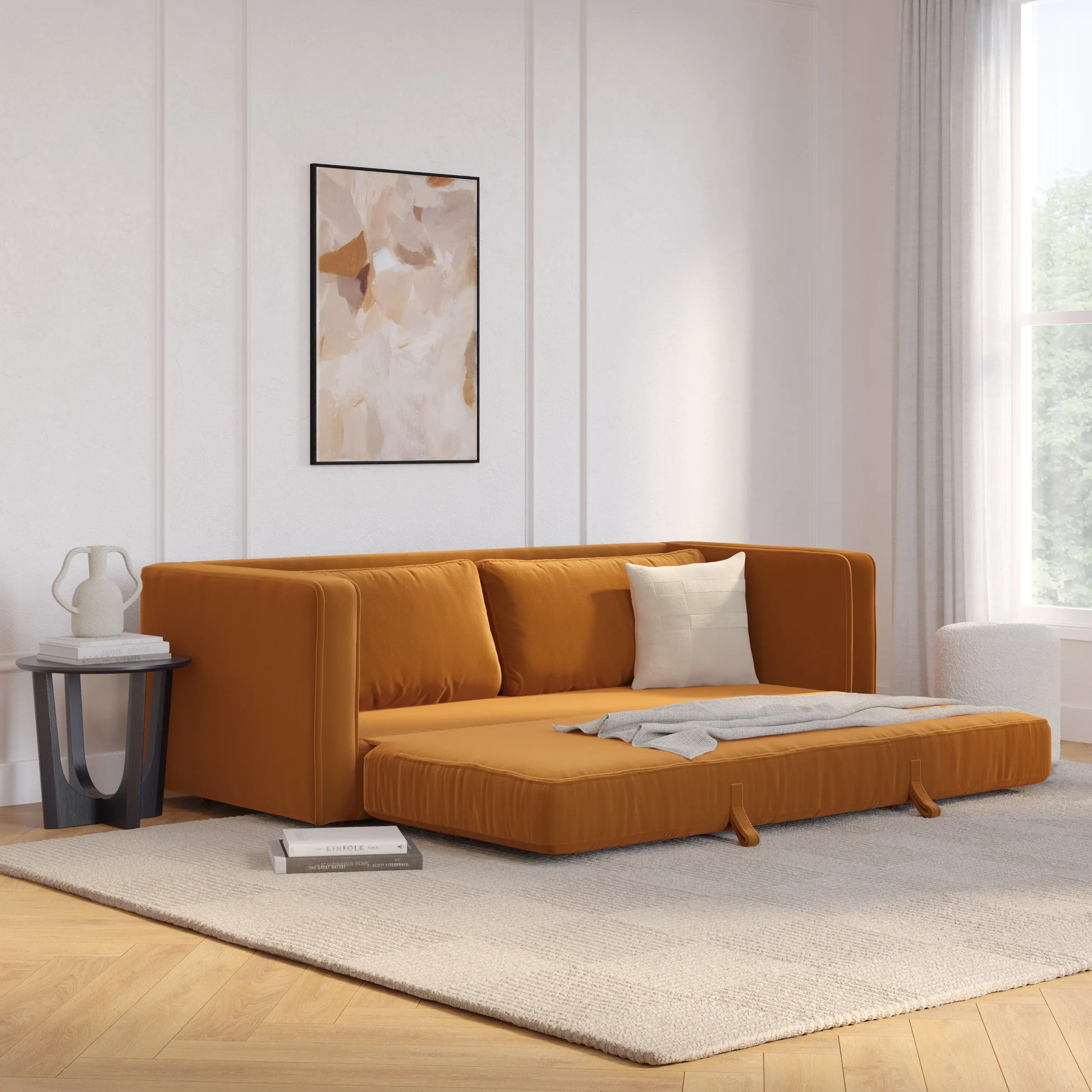 Sven 88_ Tufted Velvet Sofa Bed - Plush Pacific Ginger - Image 2