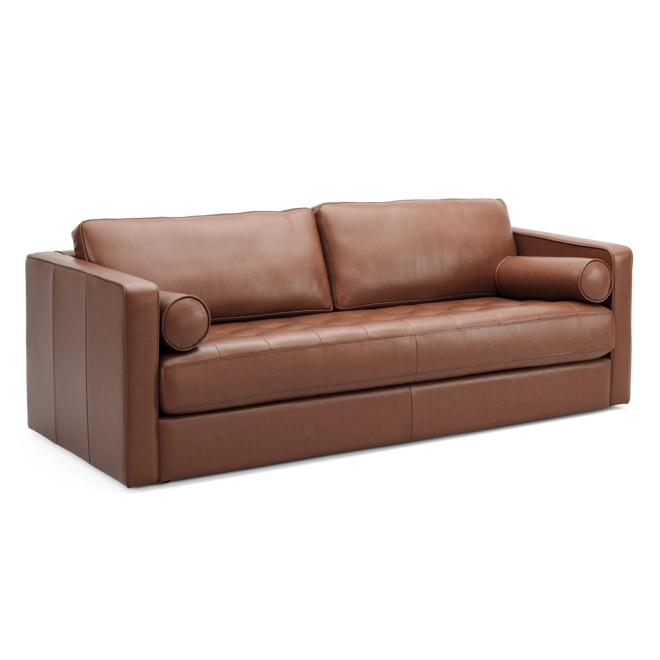 Sven 88_ Grounded Tufted Leather Sofa - Taos Brown - Image 4