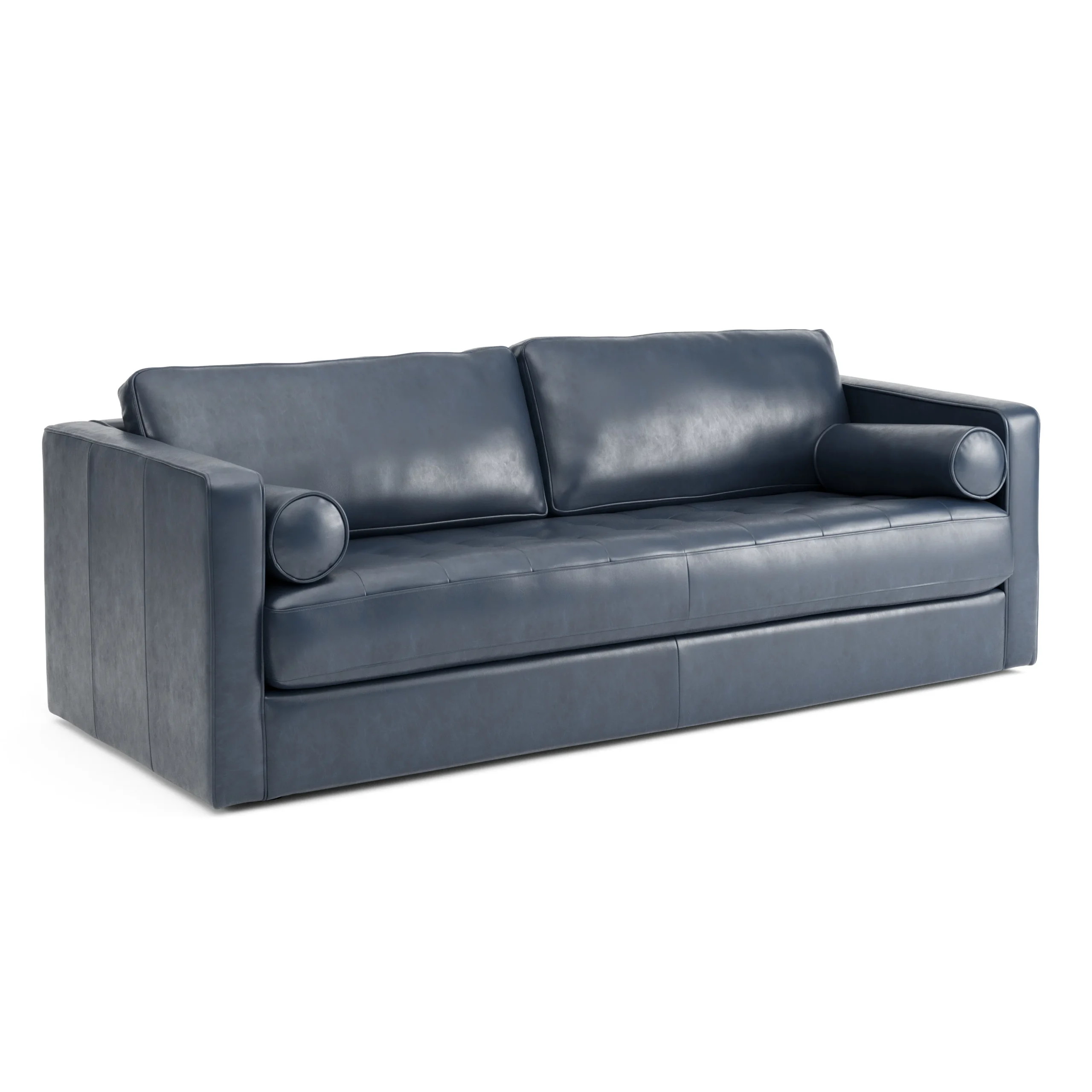 Sven 88_ Grounded Tufted Leather Sofa - Oxford Blue - Image 4