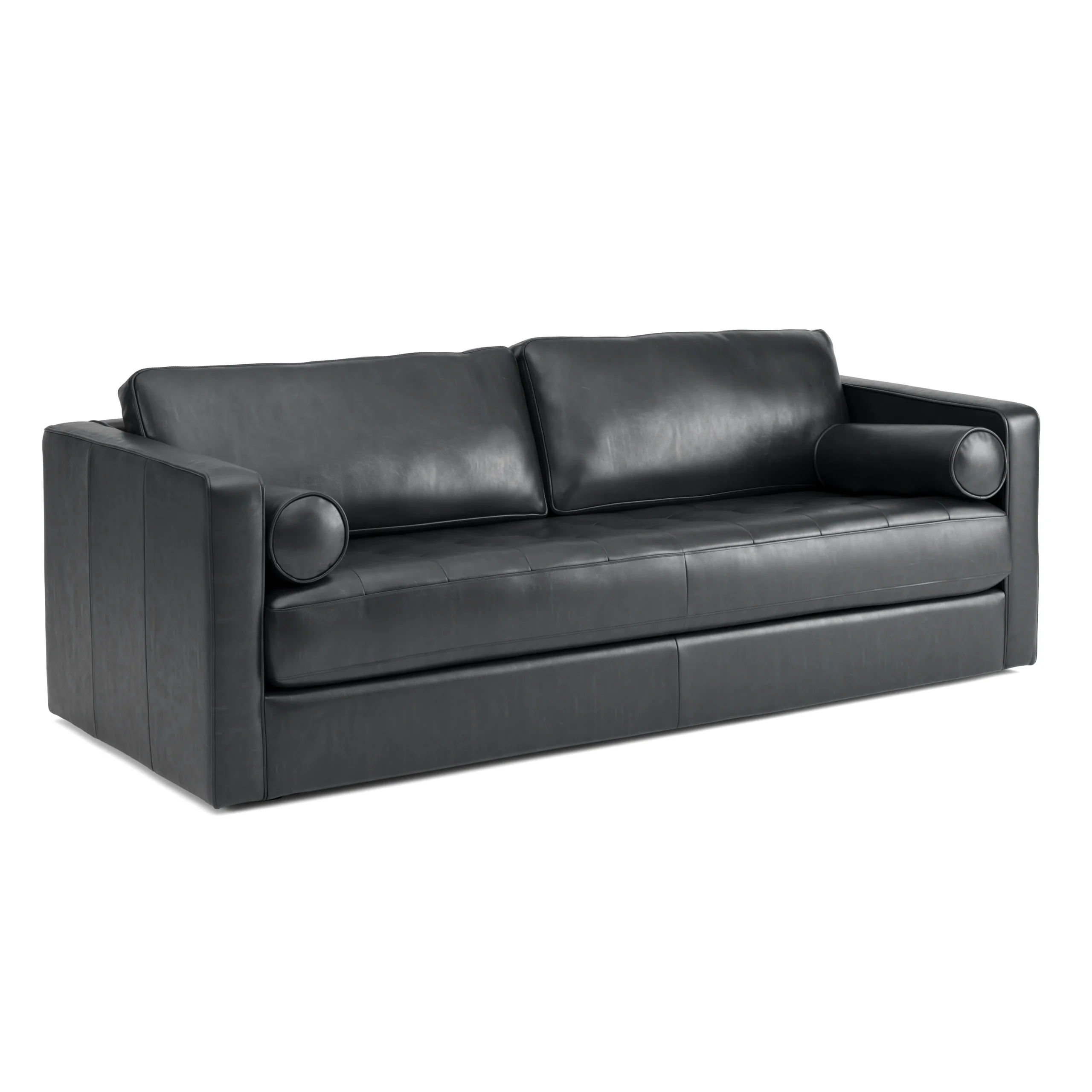 Sven 88_ Grounded Tufted Leather Sofa - Oxford Black - Image 4
