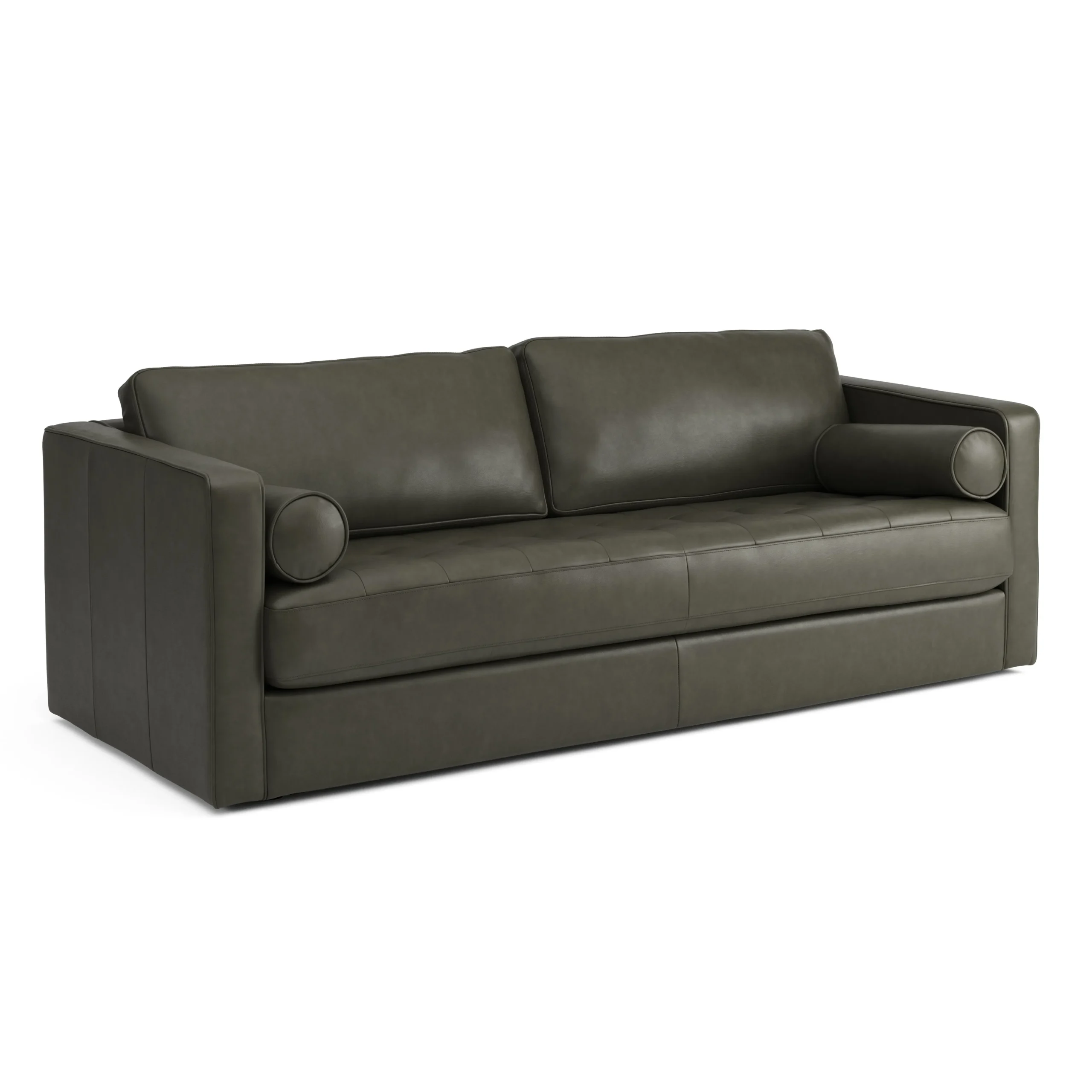 Sven 88_ Grounded Tufted Leather Sofa - Charme Green - Image 4