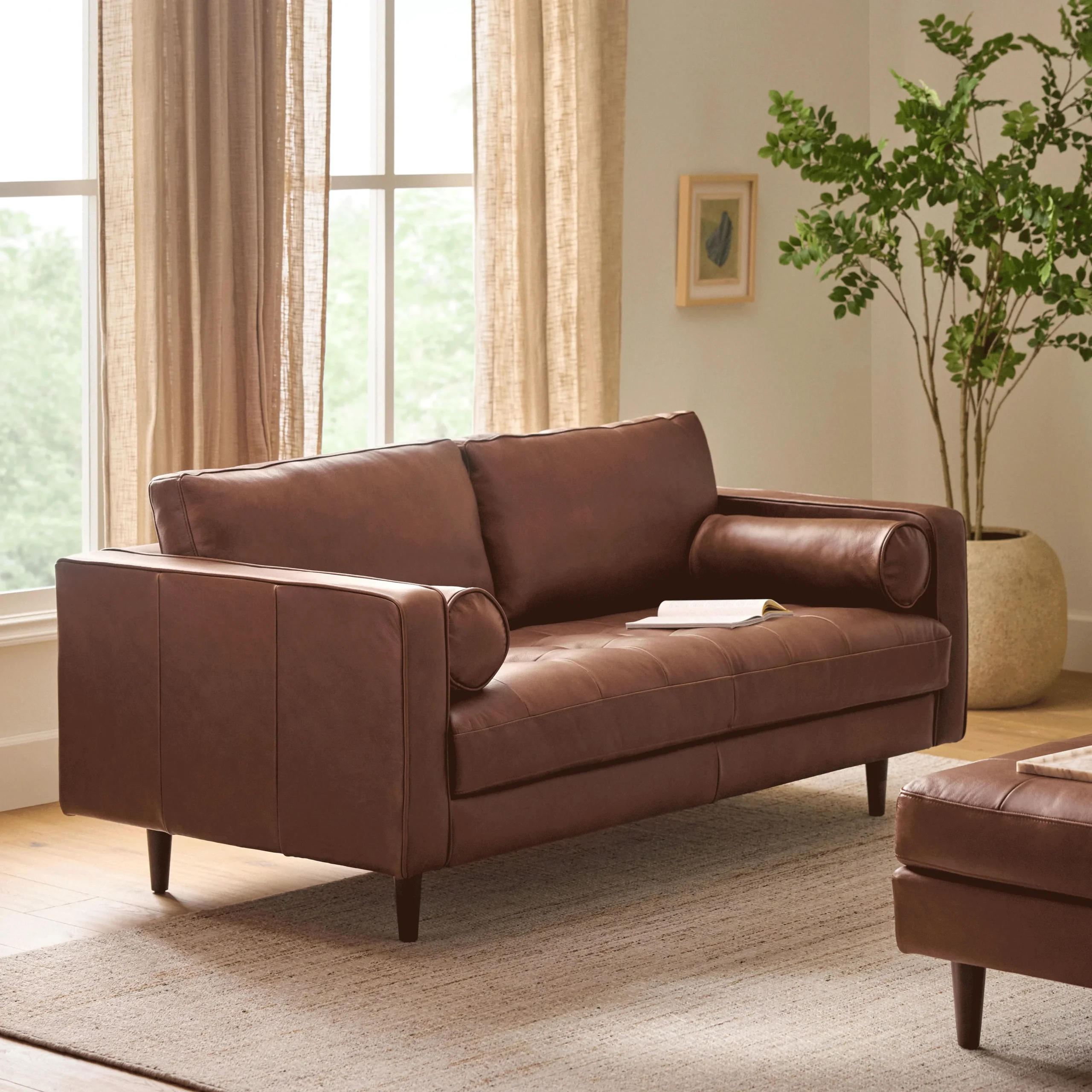 Sven 72_ Tufted Leather Loveseat - Taos Brown - Image 14