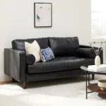 Sven 72_ Tufted Leather Loveseat - Oxford Black