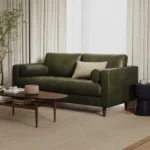 Sven 72_ Tufted Leather Loveseat - Charme Green