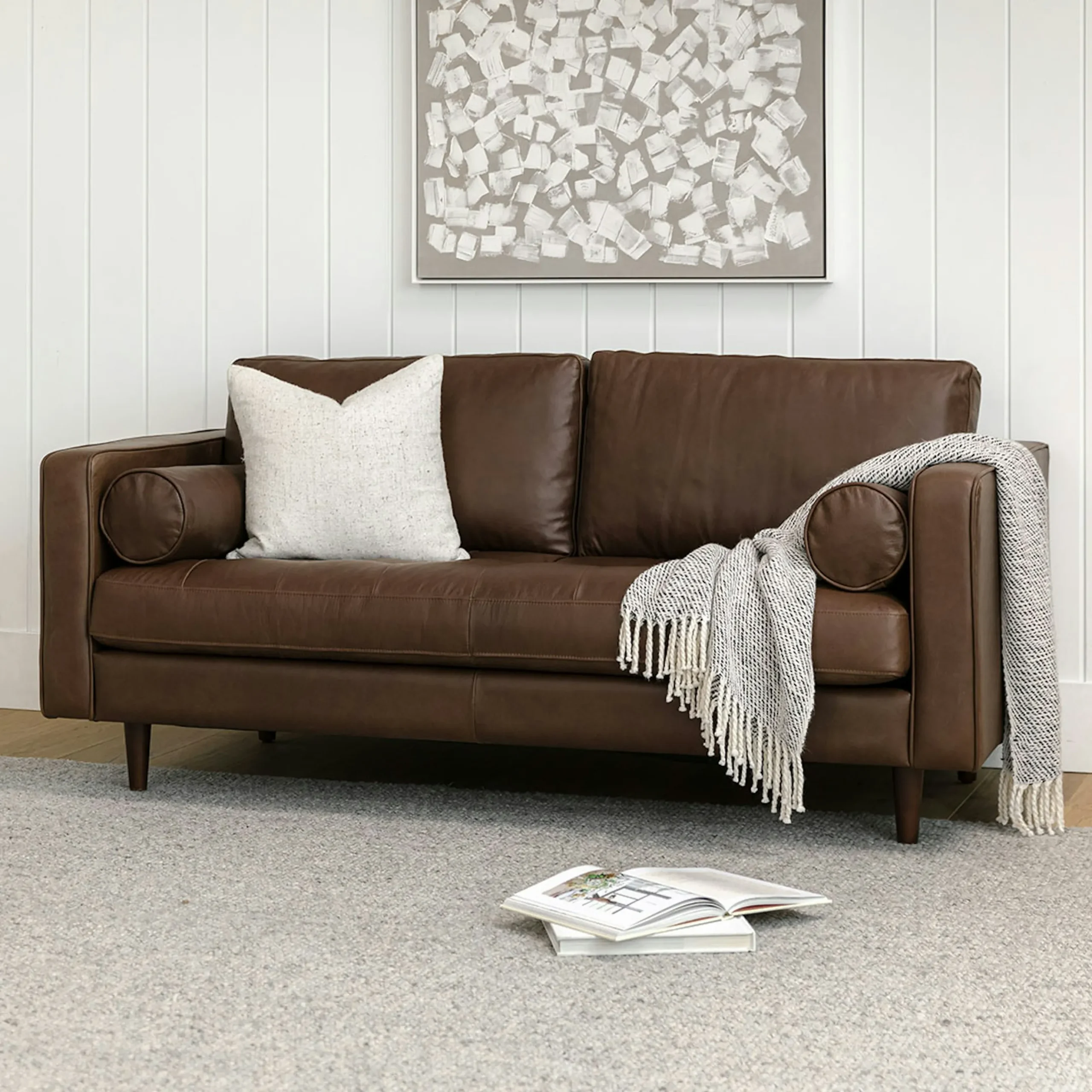 Sven 72_ Tufted Leather Loveseat - Charme Chocolat