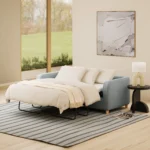 Vati 80_ Sofa Bed - Natural Oak and Silver Light Blue