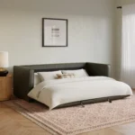 Sven 88_ Tufted Leather Sofa Bed - Charme Green