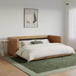 Sven 88_ Tufted Leather Sofa Bed - Charme Tan