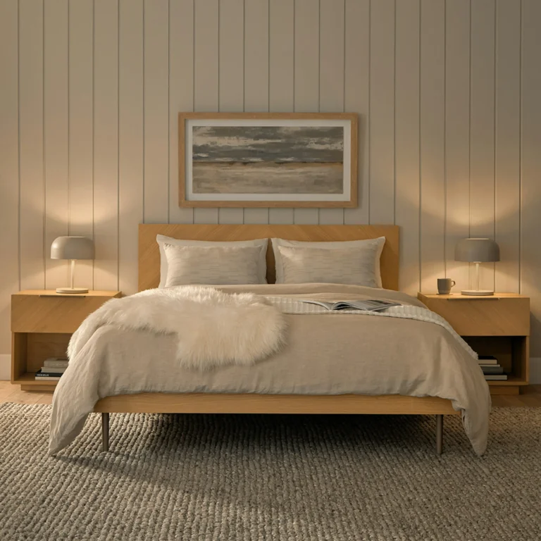 Nera Queen Low Profile Bed - Oak
