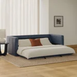 Sven 88_ Tufted Leather Sofa Bed - Oxford Blue