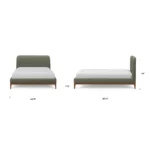 Rosin Queen Upholstered Bed - Smoked Oak and Welsh Green