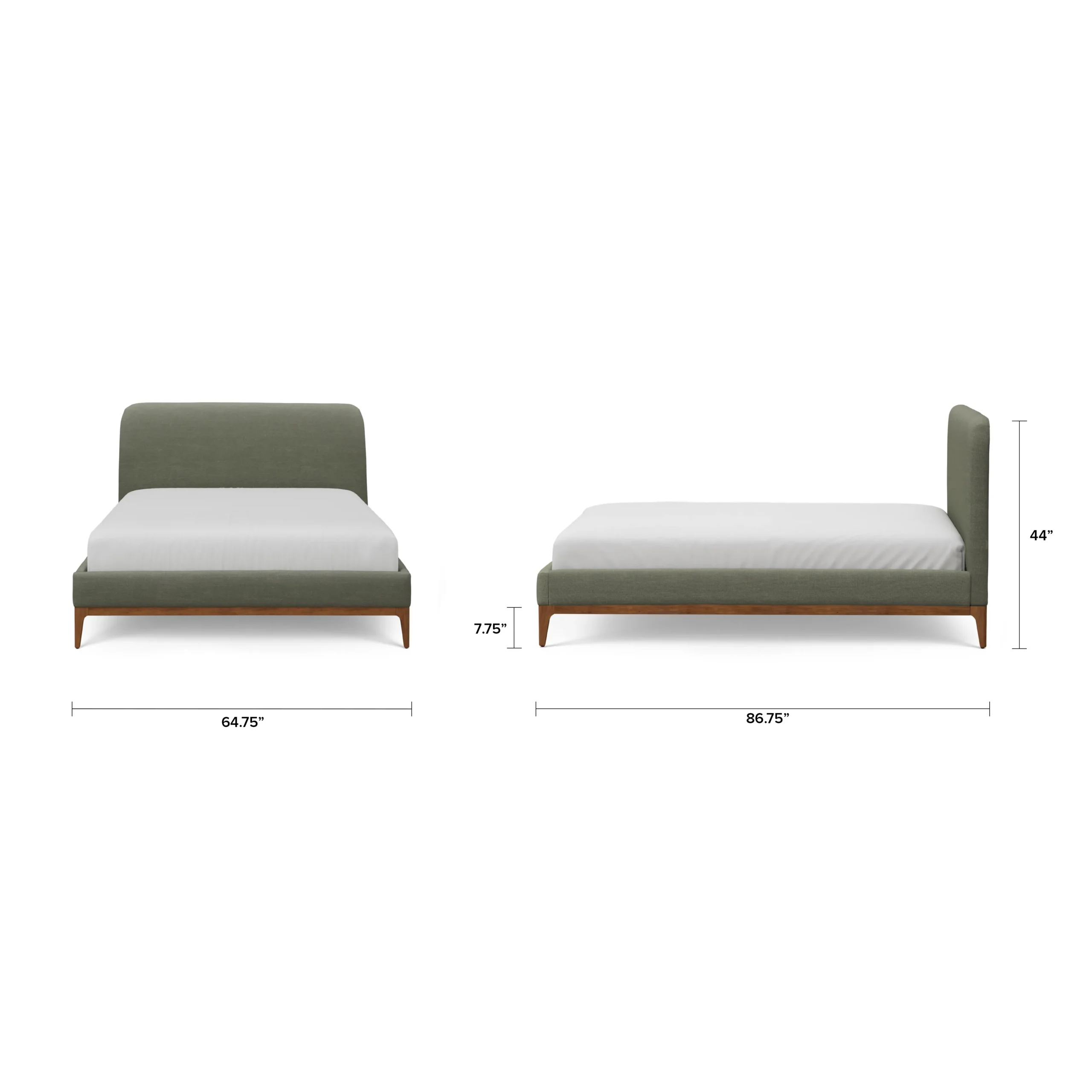 Rosin Queen Upholstered Bed - Smoked Oak and Welsh Green - Image 2