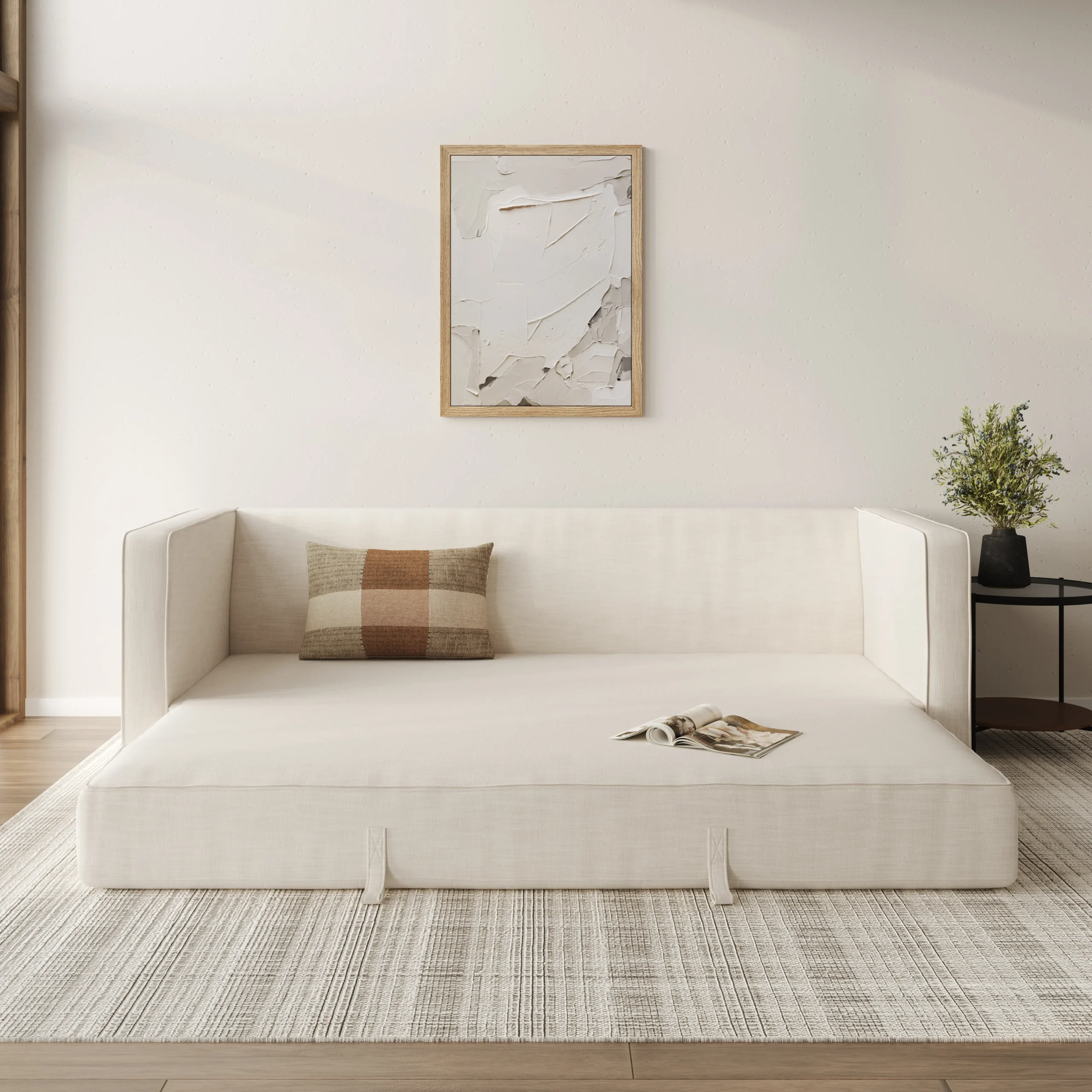 Sven 88_ Tufted Sofa Bed - Biscuit Cream - Image 2