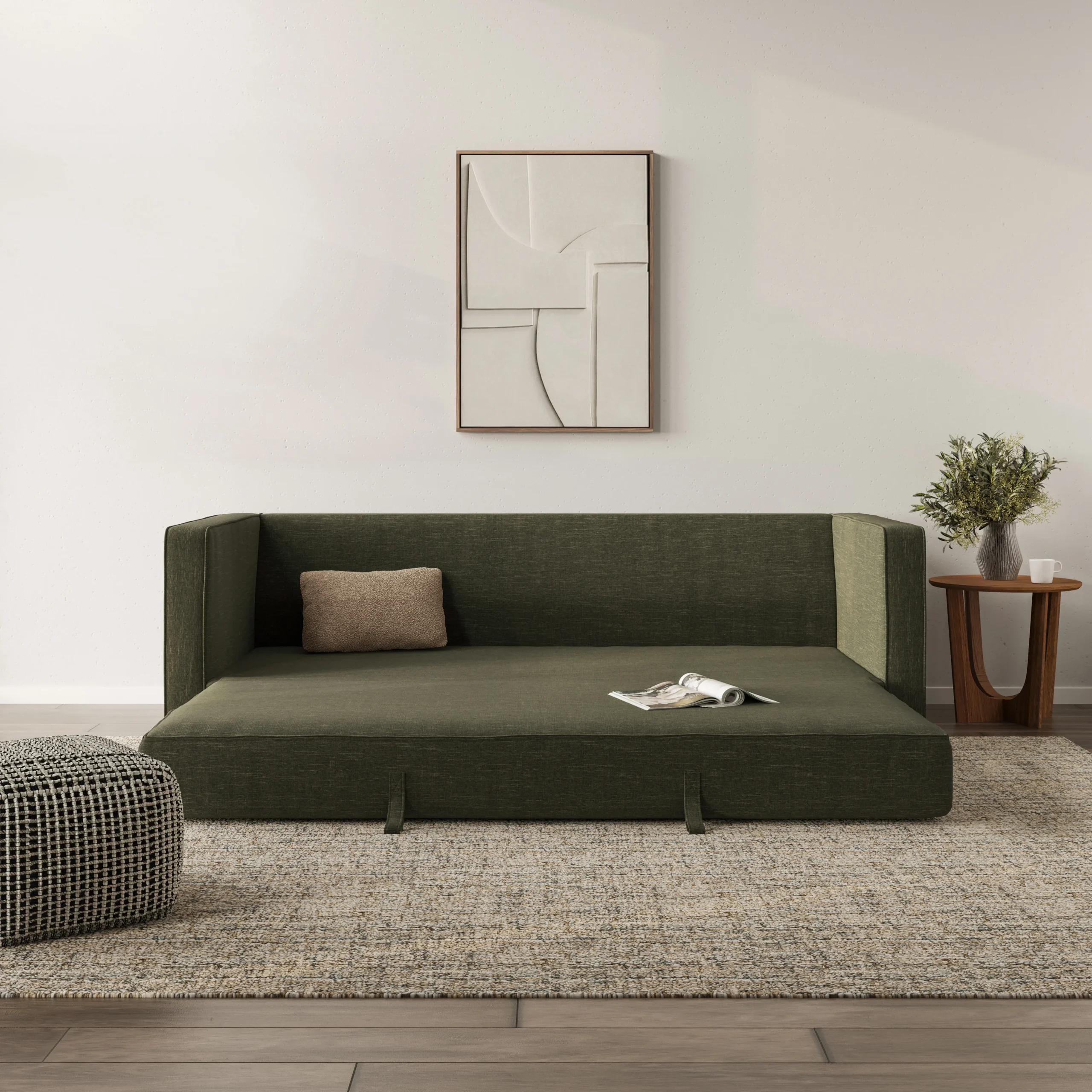 Sven 88_ Tufted Sofa Bed - Fir Green - Image 2