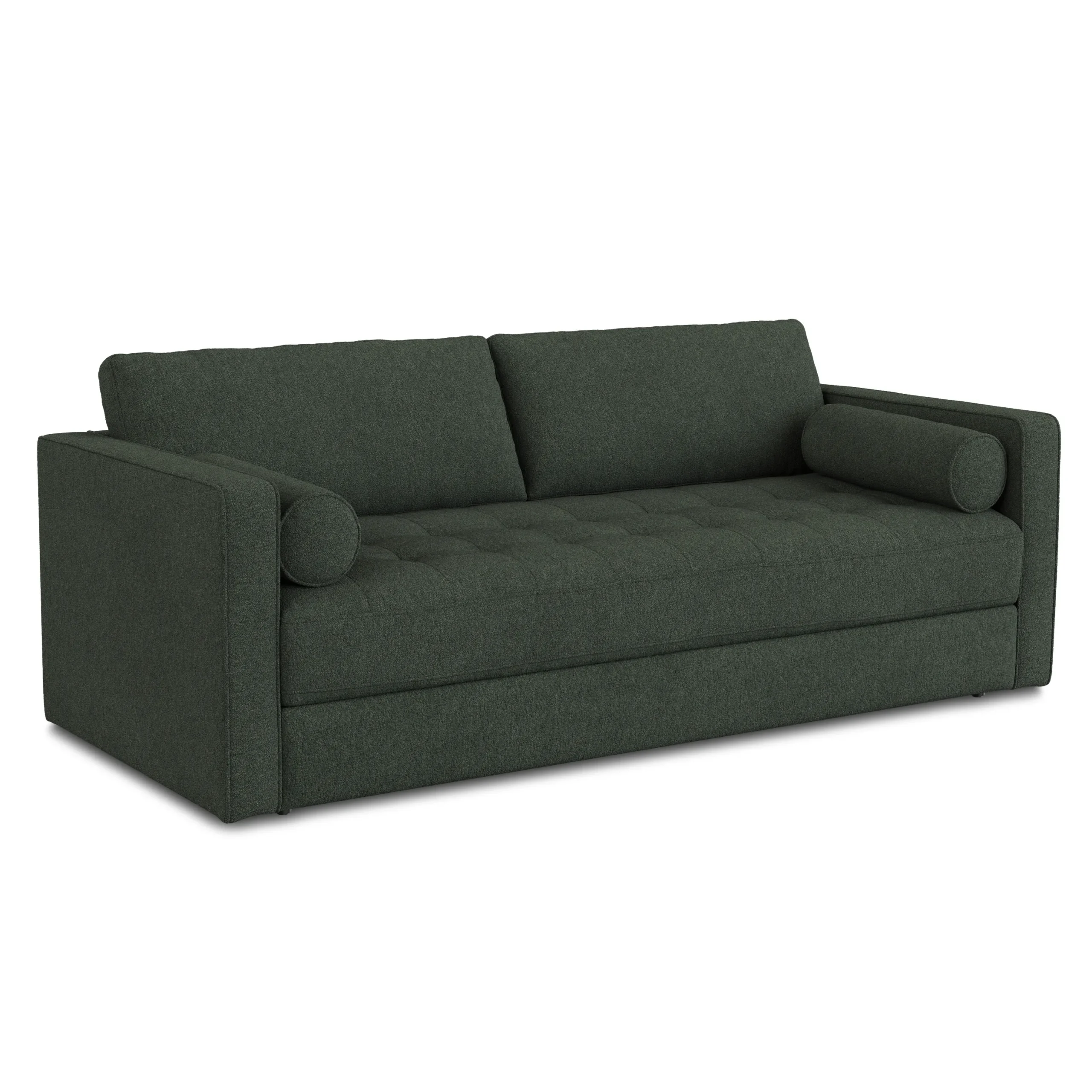 Sven 88_ Tufted Sofa Bed - Green Wool Bouclé - Image 3