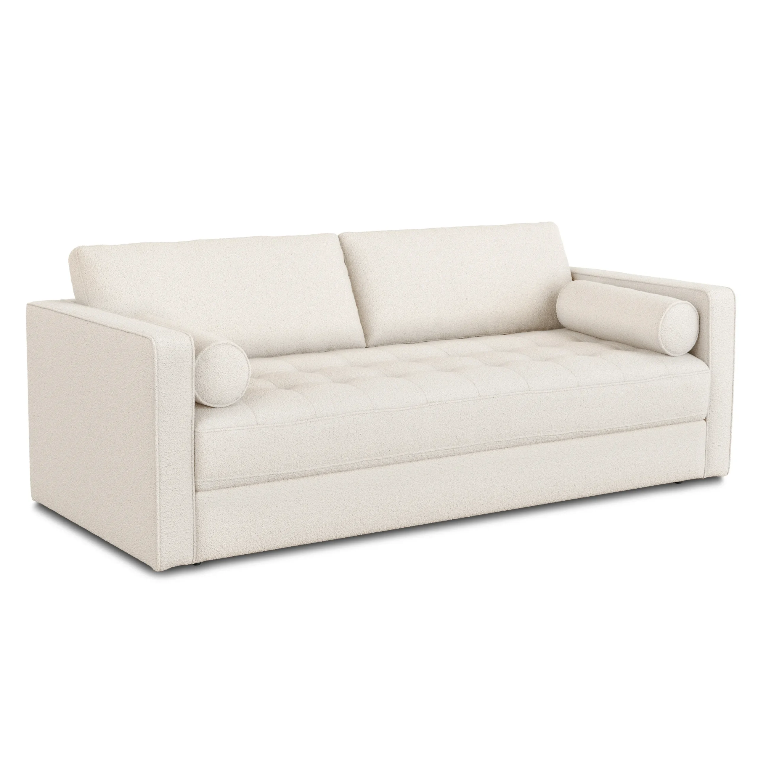 Sven 88_ Tufted Sofa Bed - Ivory Wool Bouclé - Image 3